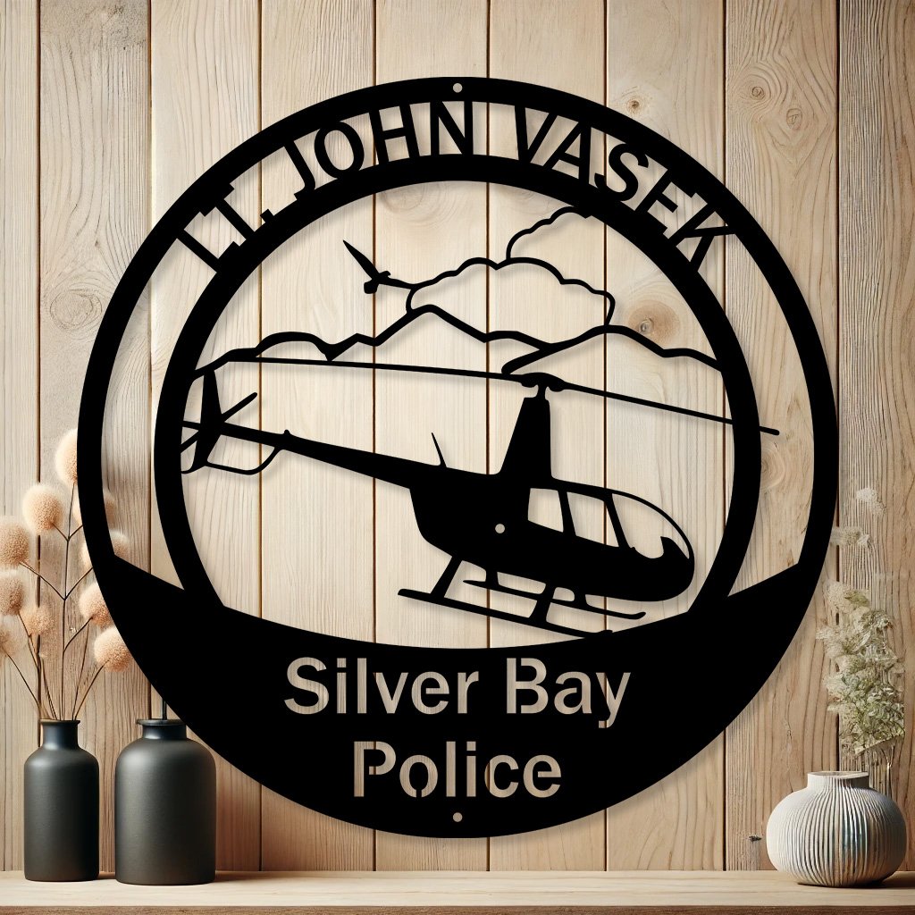 Personalized Robinson R44 Helicopter Metal Sign | Custom Aviation Decor
