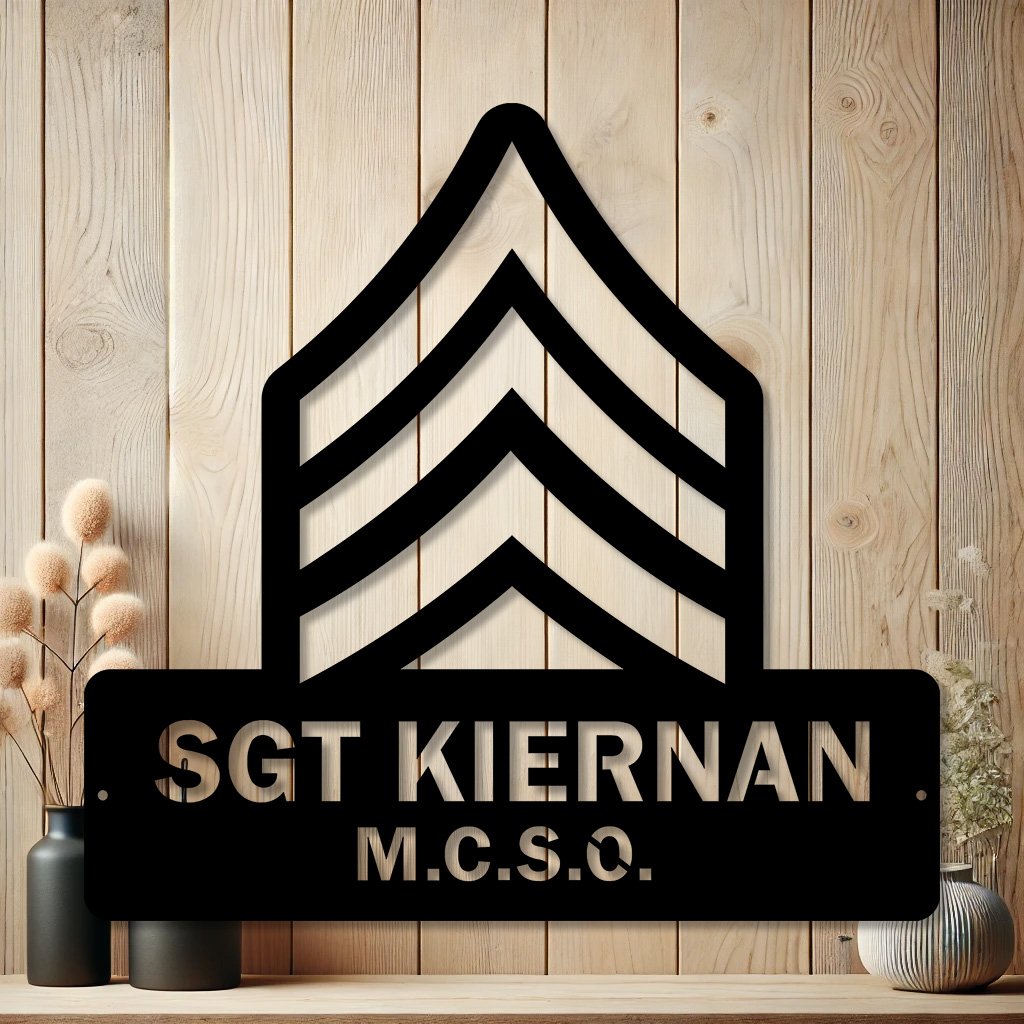 Personalized Sergeant Rank Metal Sign | Law Enforcement Wall Decor