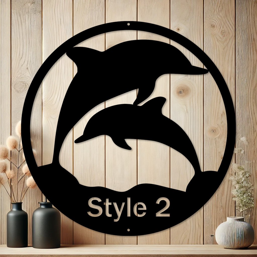 Personalized Dolphin Metal Sign | Custom Beach House Decor