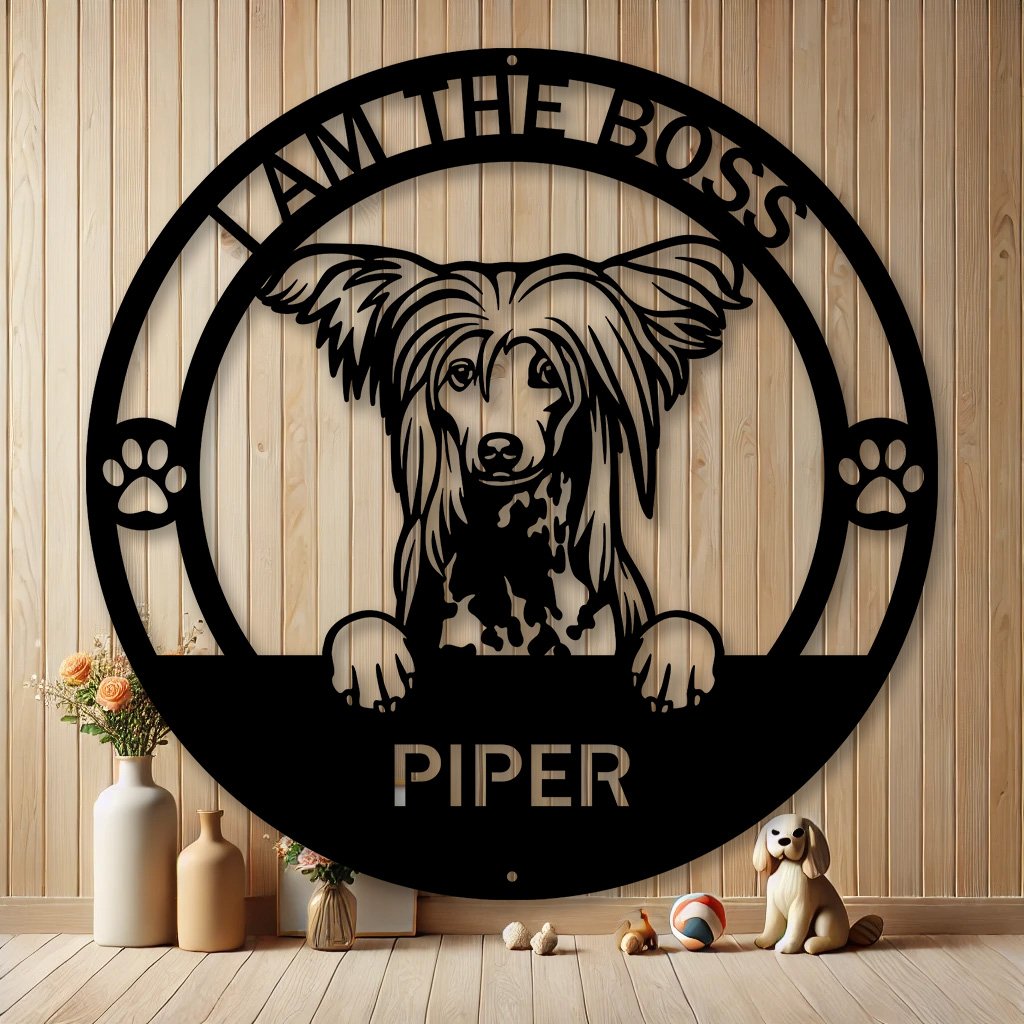 Personalized Chinese Crested Dog Metal Sign | Custom Dog Breed Gifts