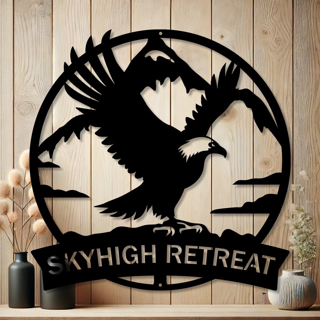 Personalized Flying Eagle Metal Sign | Custom Patriotic Decor