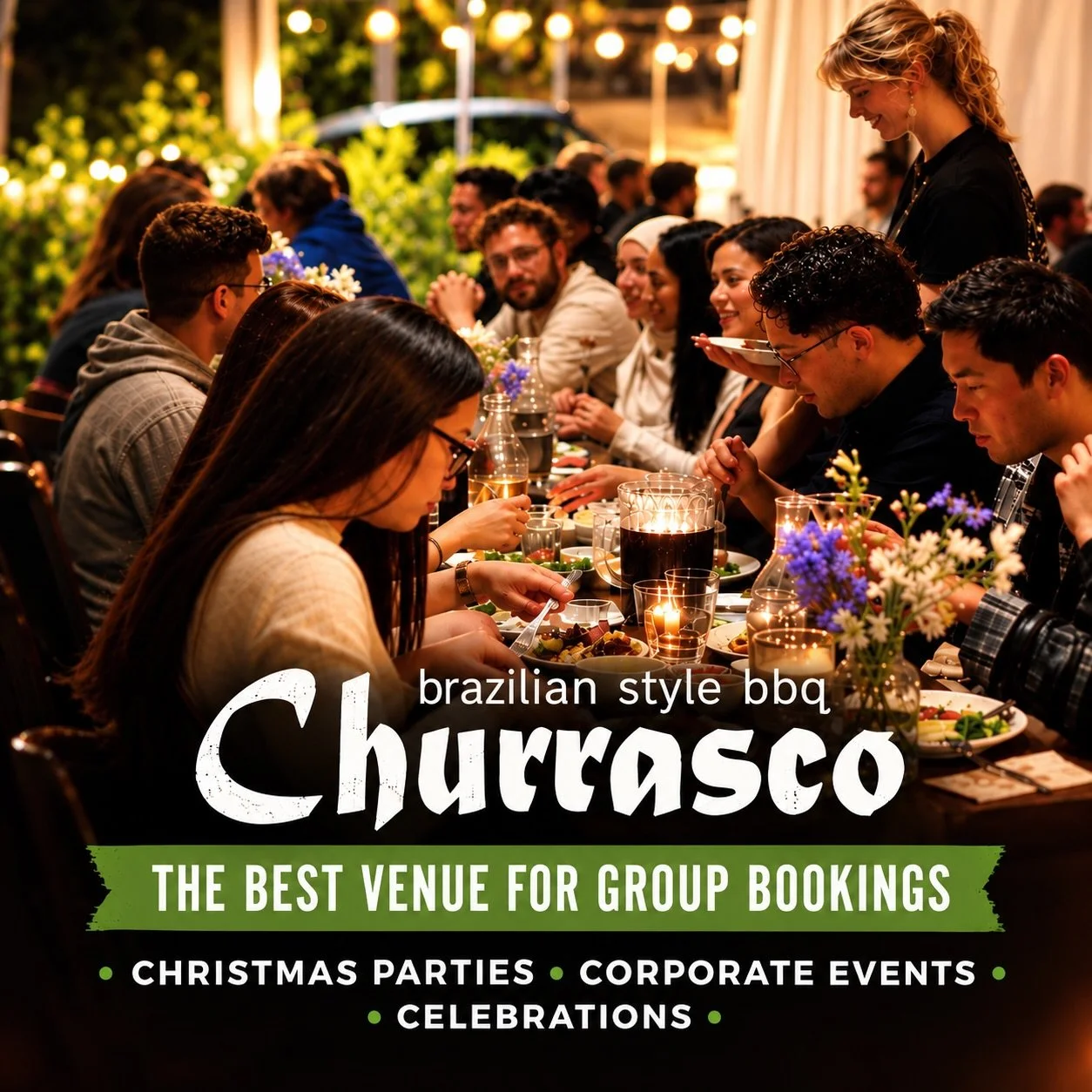 Planning your next group celebration? 
From Christmas parties and corporate events to birthdays, end-of-year celebrations and everything in between..Churrasco is made for groups!

🍖 Brazilian-style BBQ
🥂 Food &amp; drink packages to suit
🎉 Spaces 