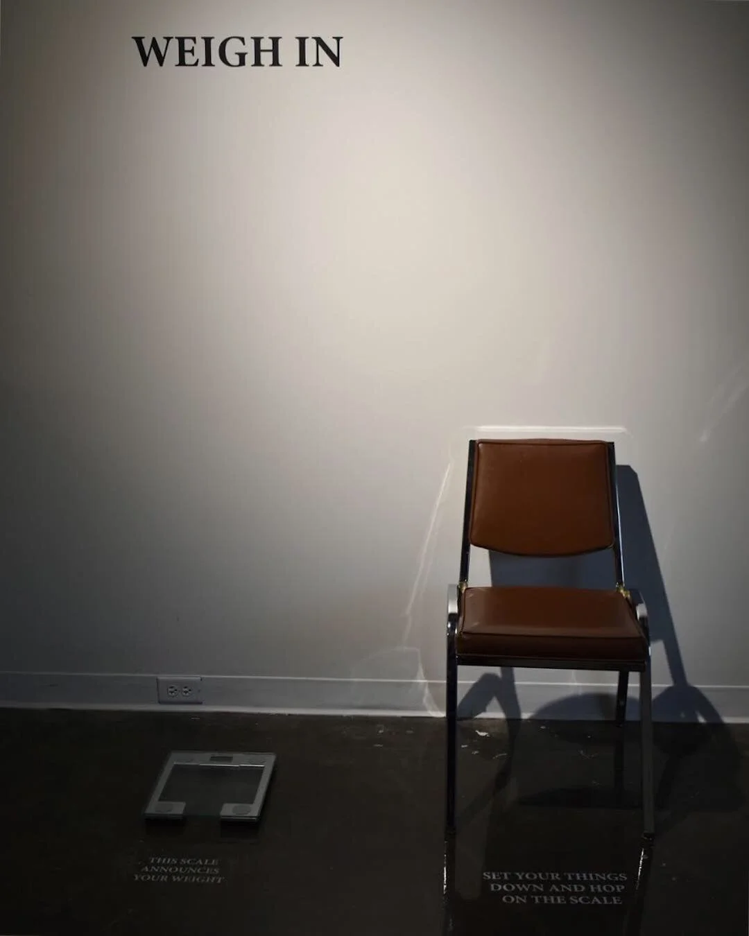    At the Seams:   BFA Thesis Exhibition   Found object (scale announces weight aloud)  2019 