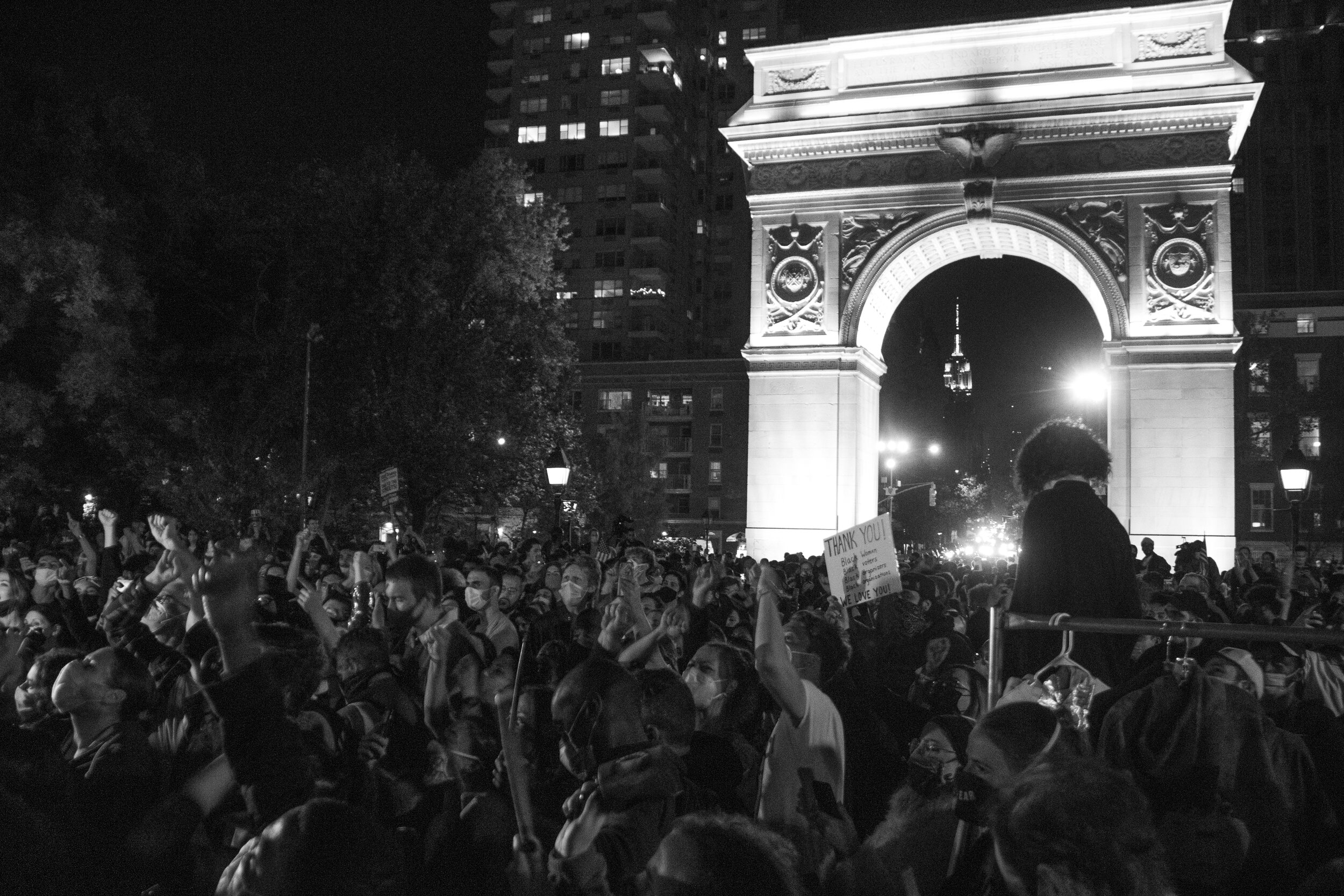  The night before the election results were announced, people celebrated Biden's victory in New York City.  NYC, 2020.11.6 