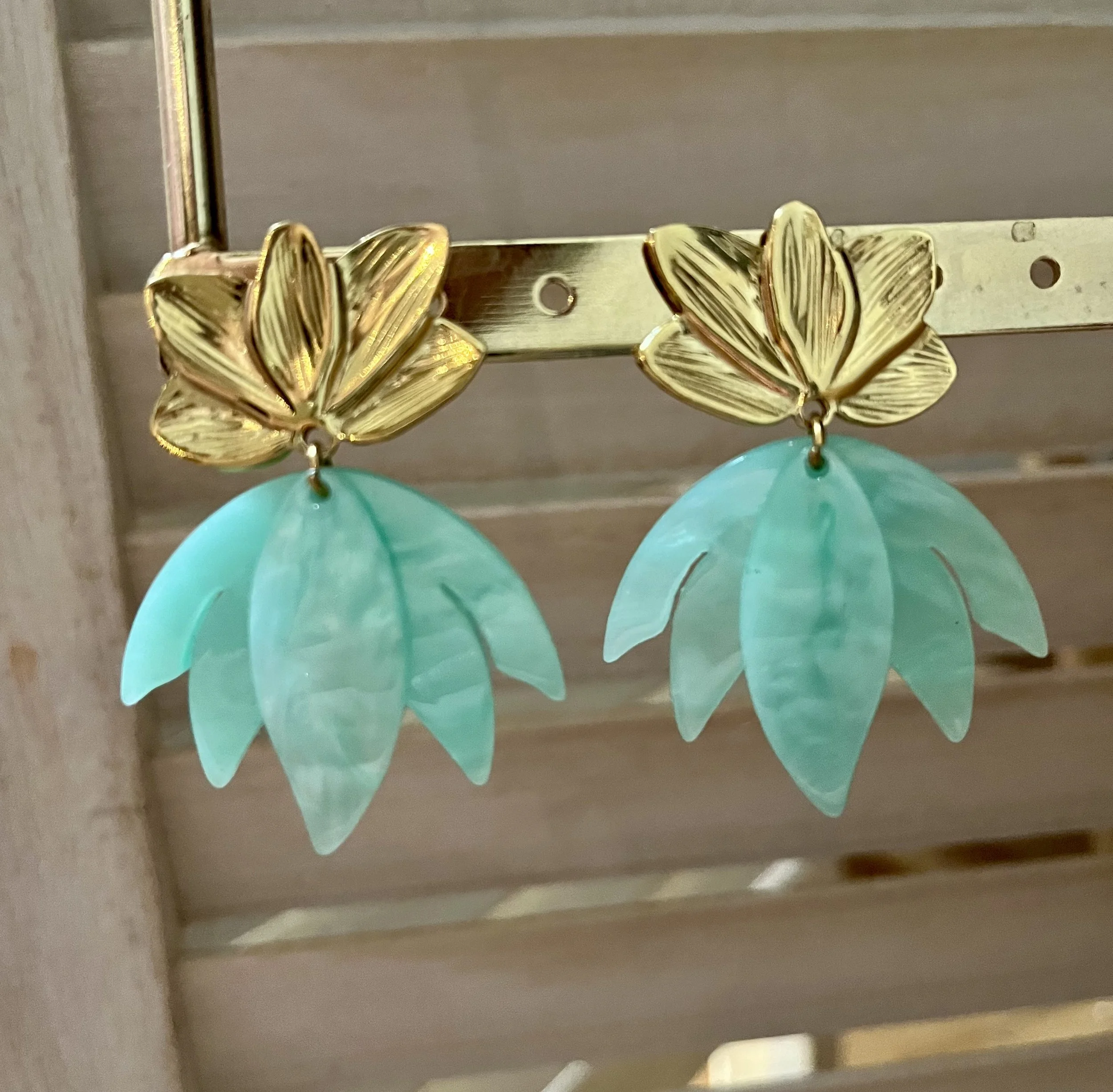Boucles d'oreilles vert d’eau