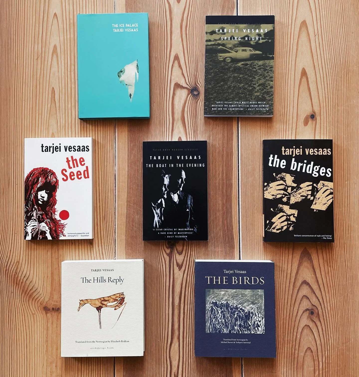 &quot;He thought: Words, words.
No more words now.
Here is my thirsting hand.&quot;

My Tarjei Vesaas collection. If you're looking for a place to start, I'd suggest The Birds, which is such a beautiful novel. 🪶