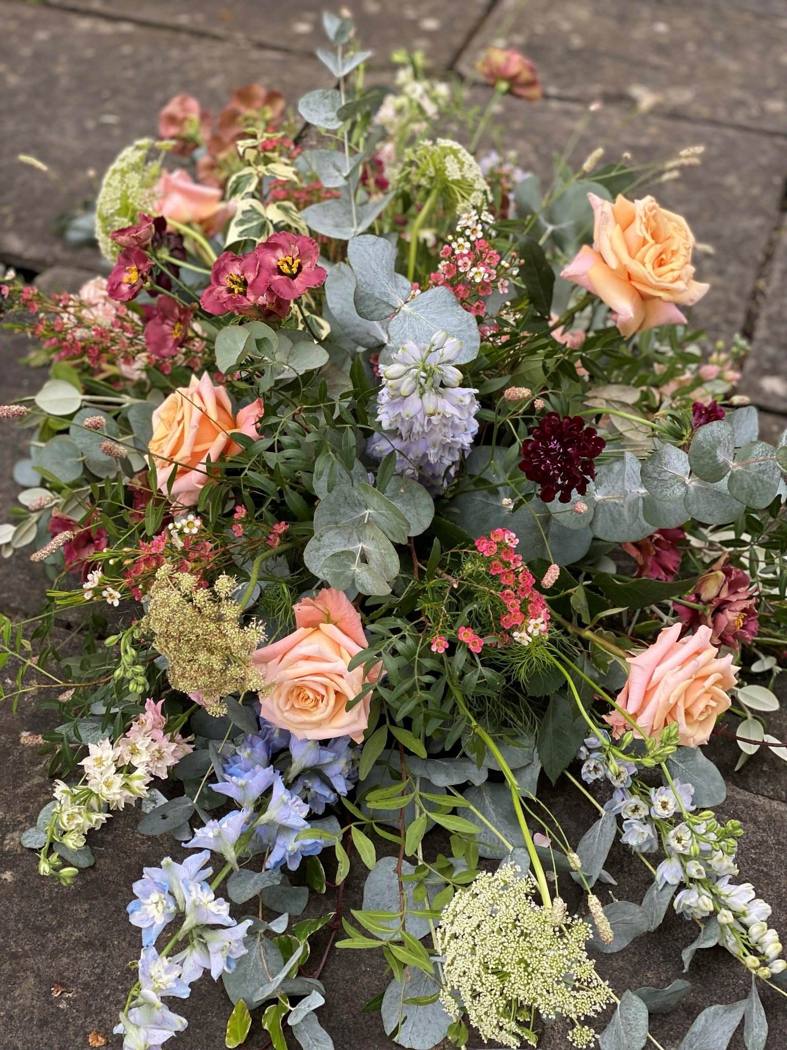 Naturally styled sustainable sympathy tribute flowers