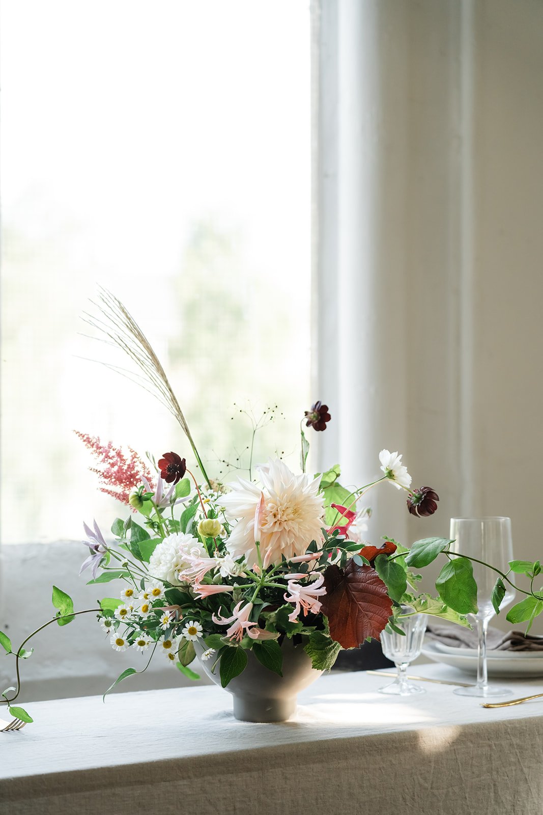 Table setting from the flowery compote bowl workshop