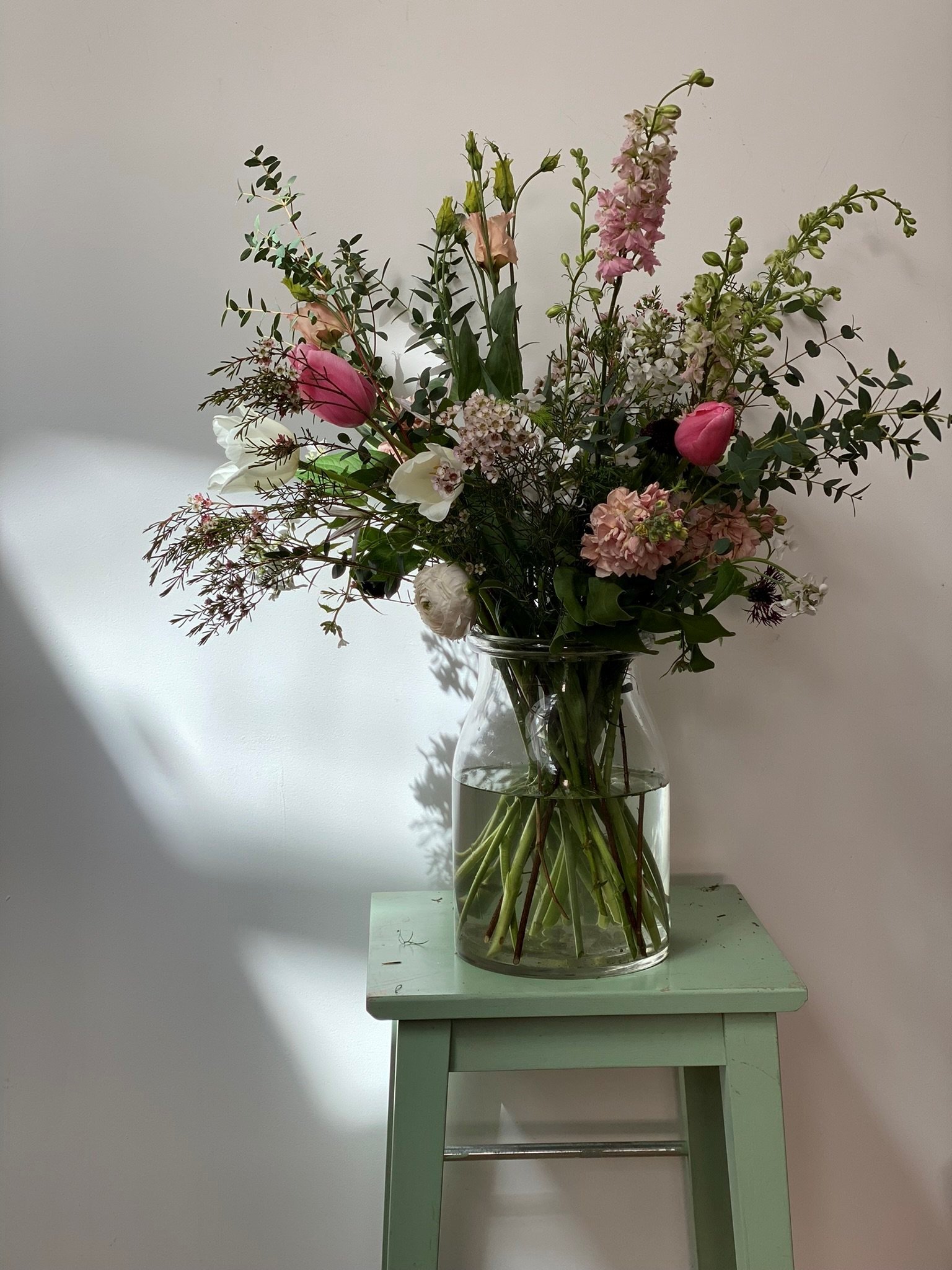 Beautiful large vase arrangement of summer flowers