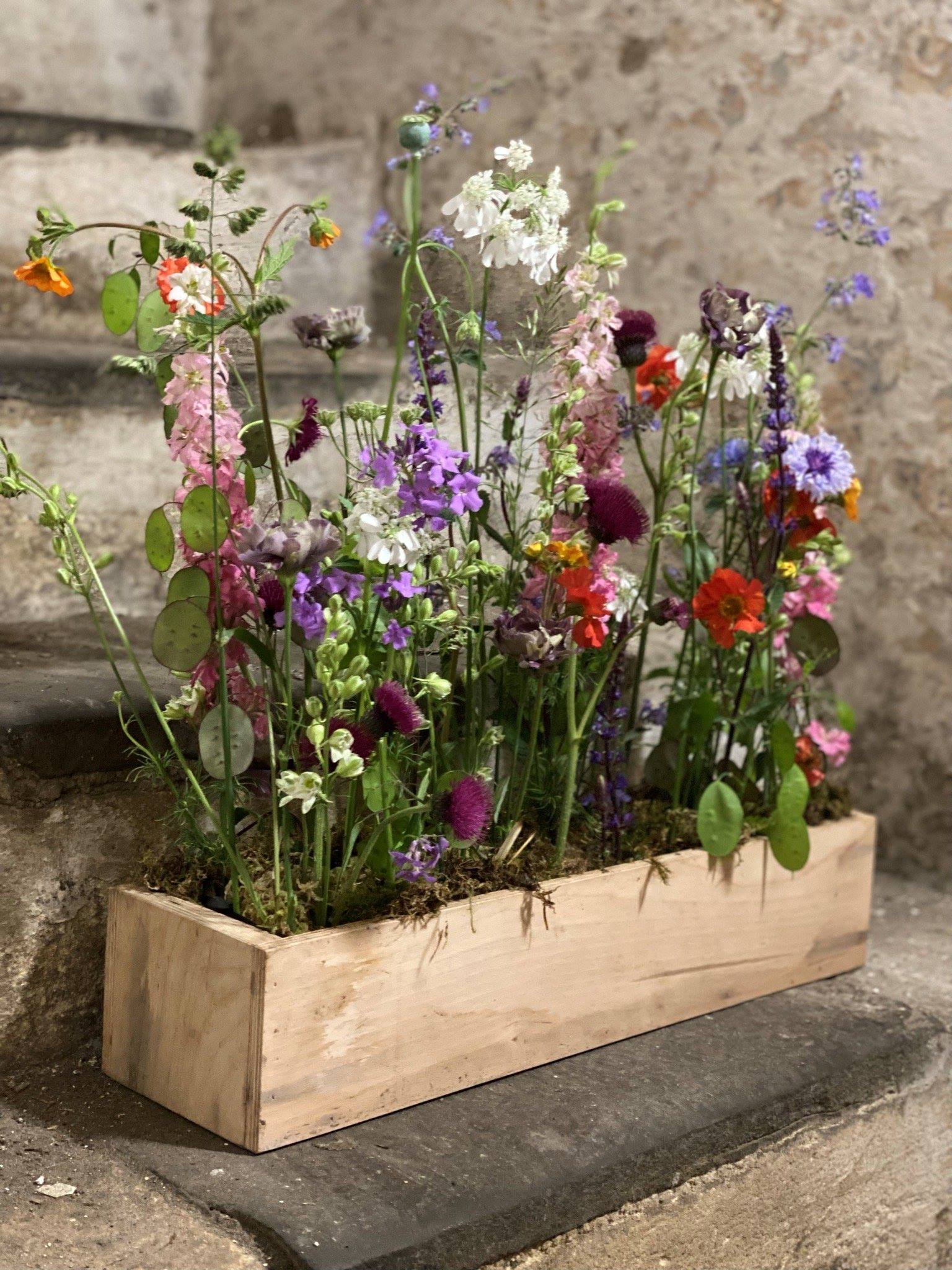 Meadow box made using sustainable floristry methods