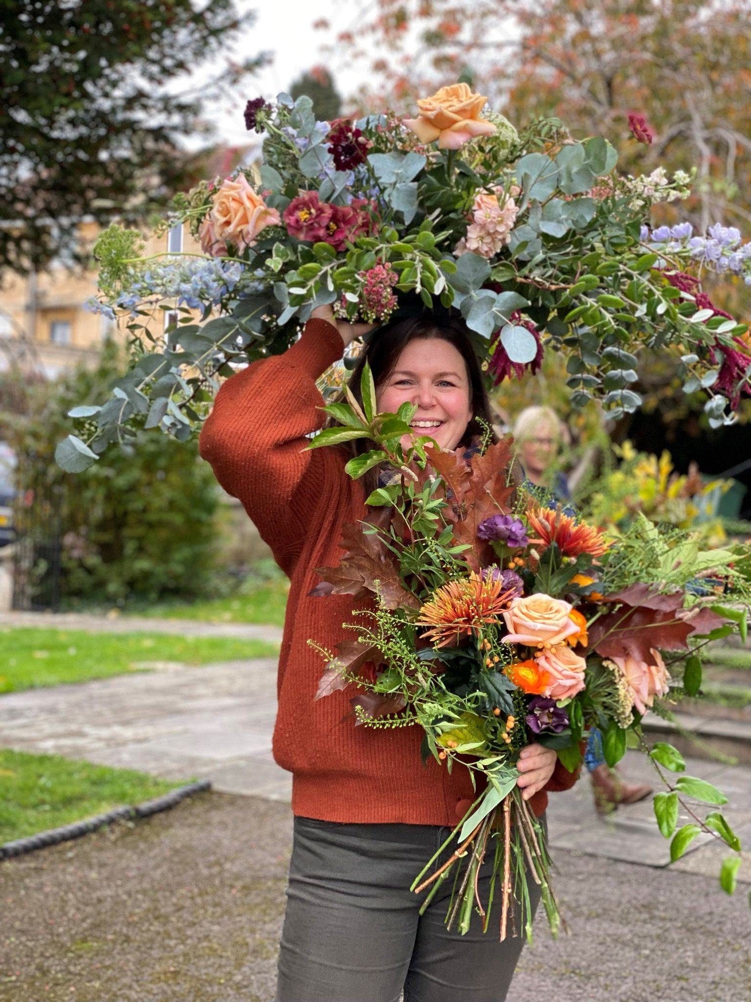 Student's full of natural autumnal sympathy flowers