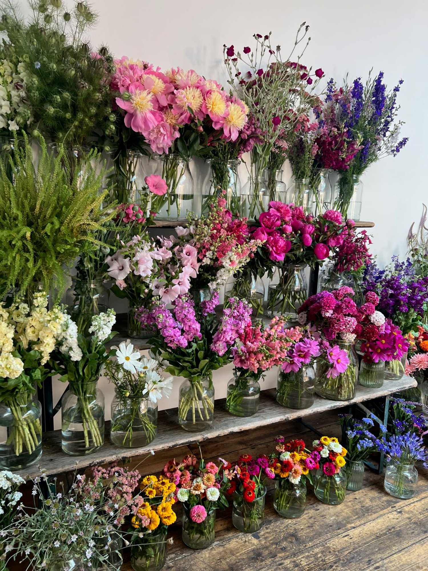 Abundant colourful stand full of British flowers