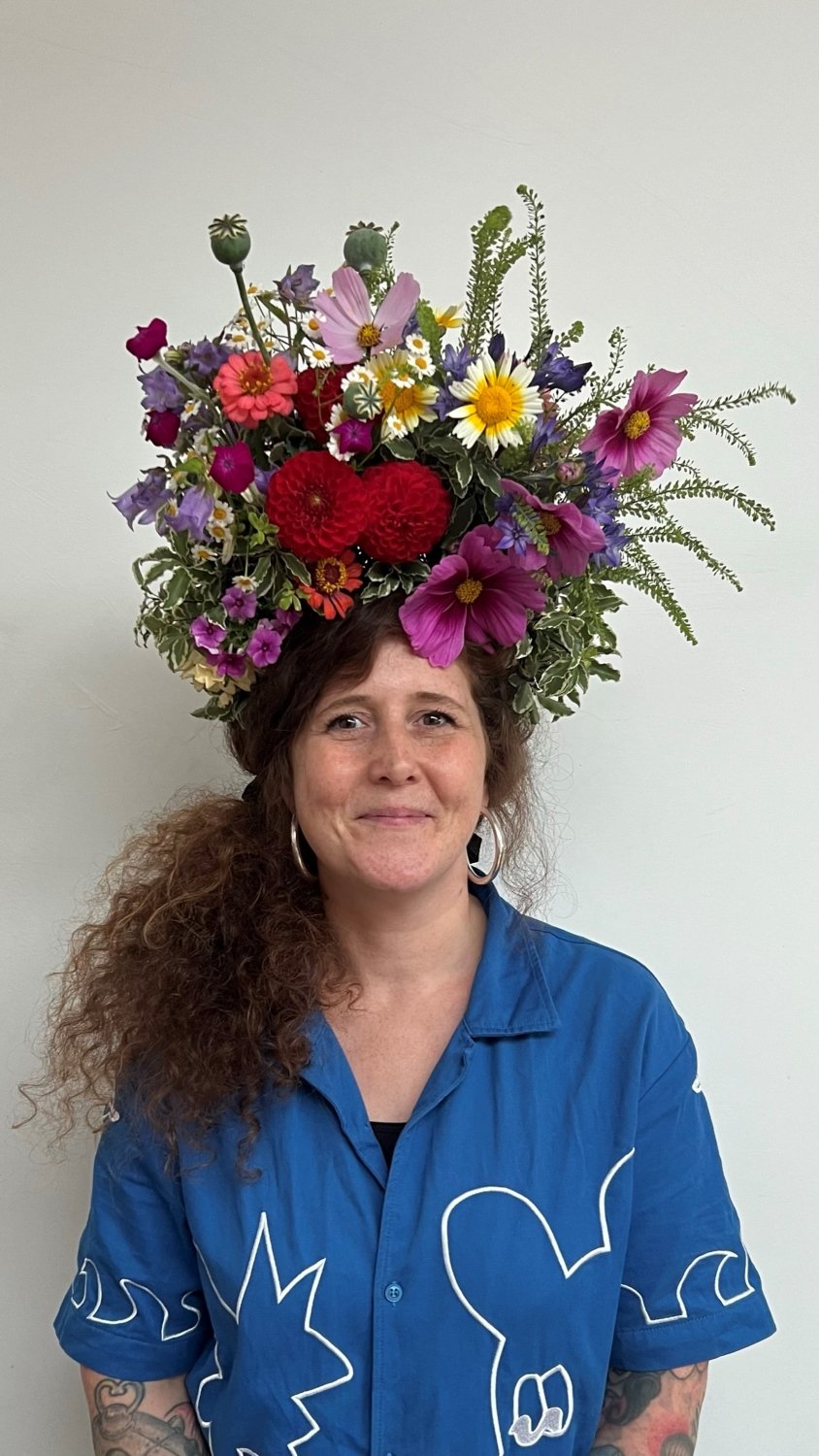  Sophie Powell, U.FL.O. wearing her flower crown from The Bath Flower School's workshop