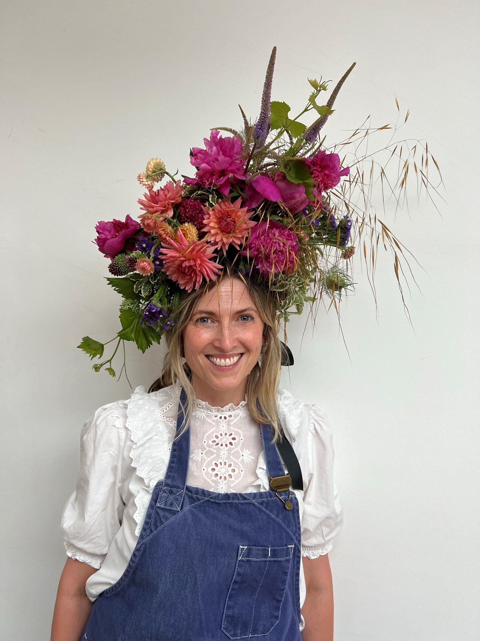 Elaborate flower crown from British Flowers Week flower crown workshop