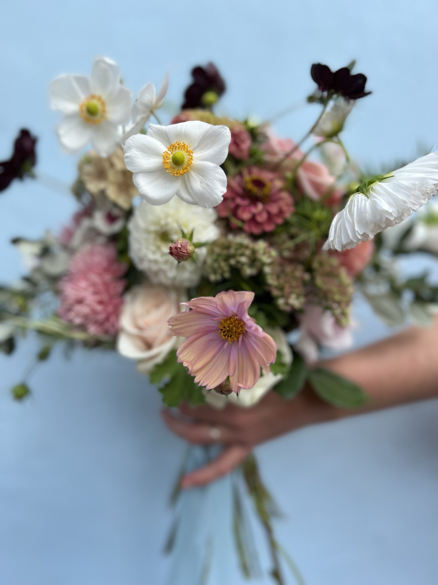 Front facing bridal bouquet of British flowers 