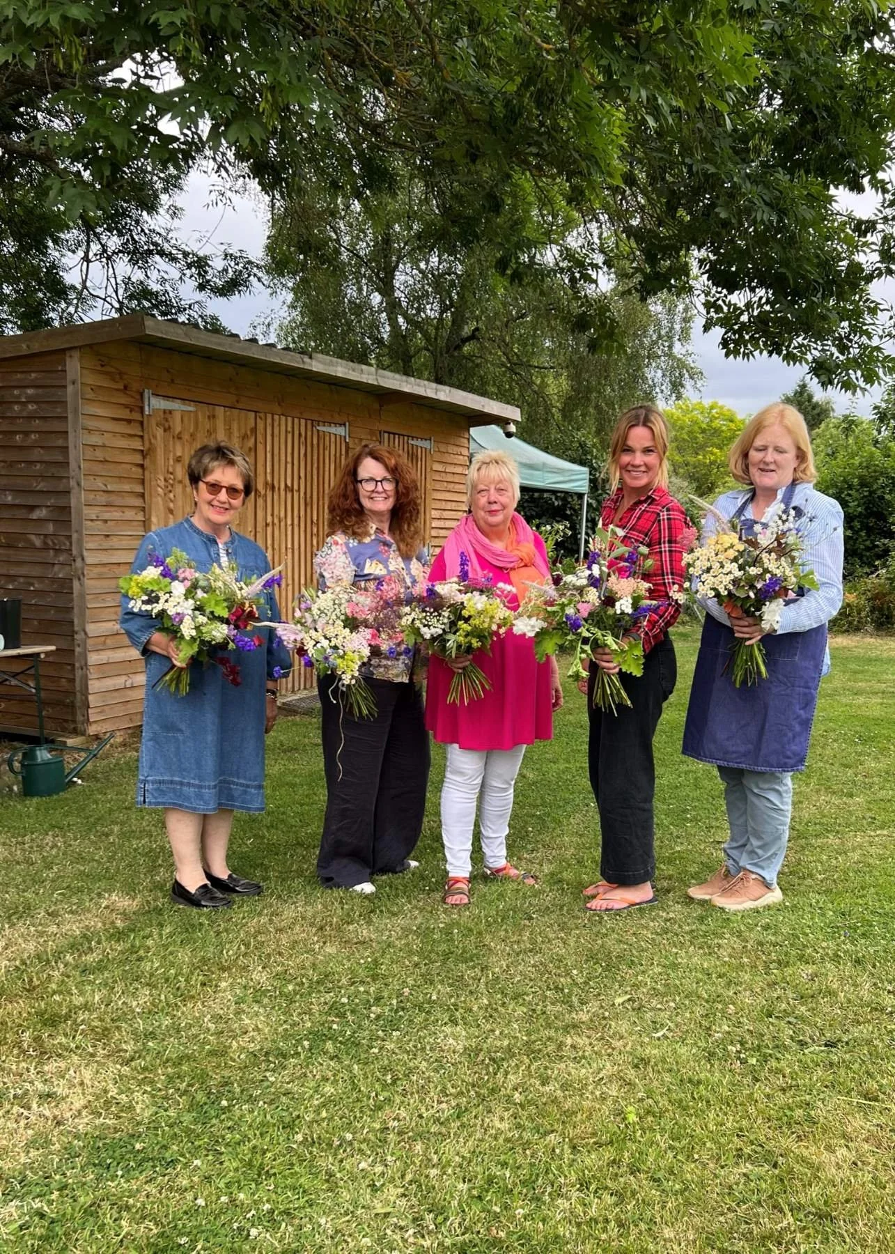 The Bath Flower School's student with their bouquets on the British flowers week one day course (Copy)