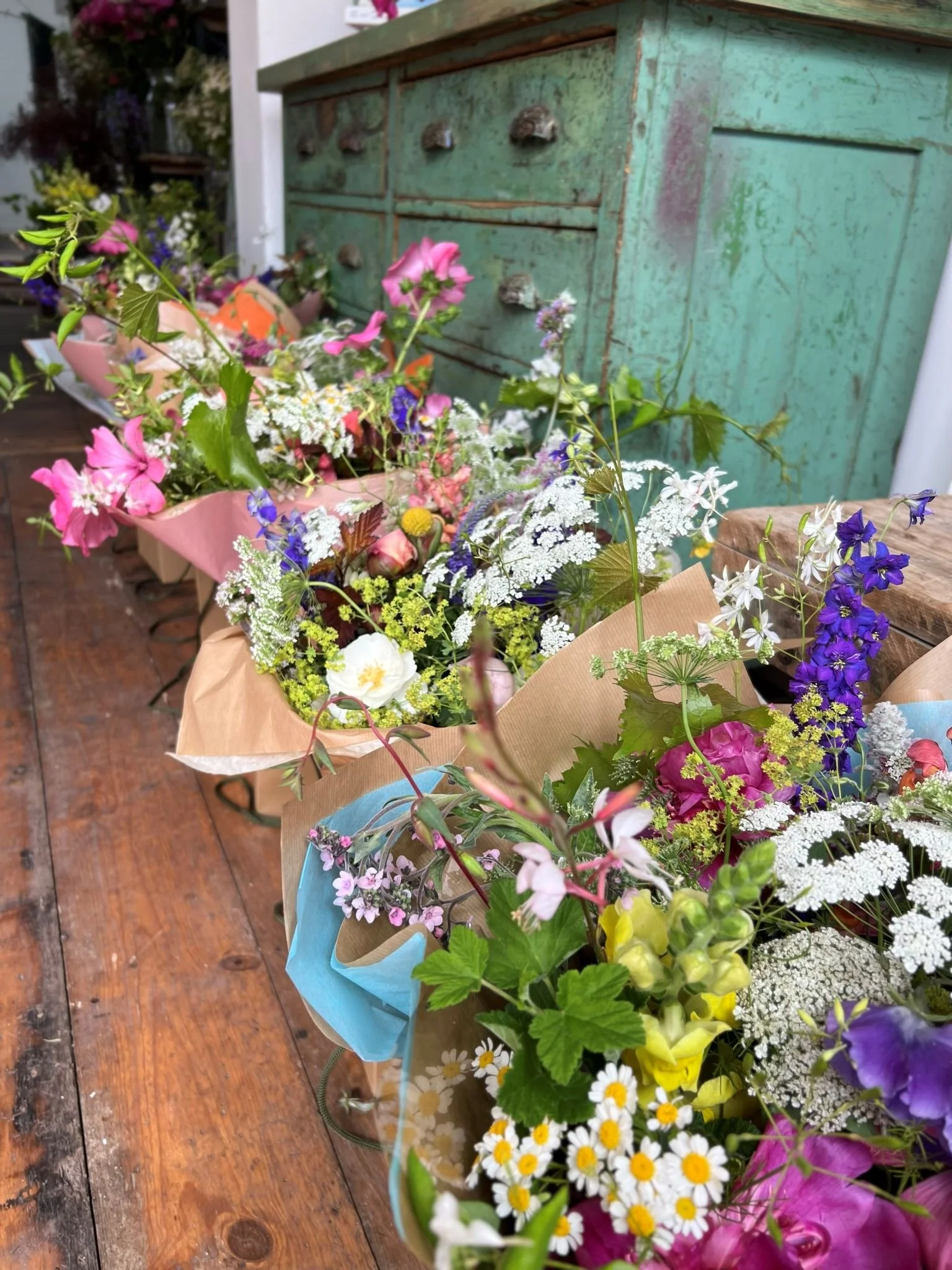 A line of summer bouquets from the Hello Summer! one day course (Copy)