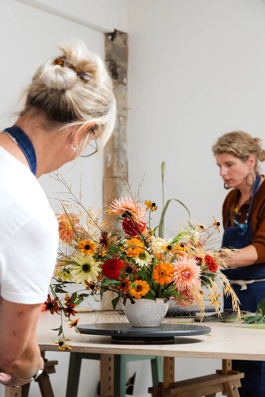 Student flower arranging workshop the Bath Flower School