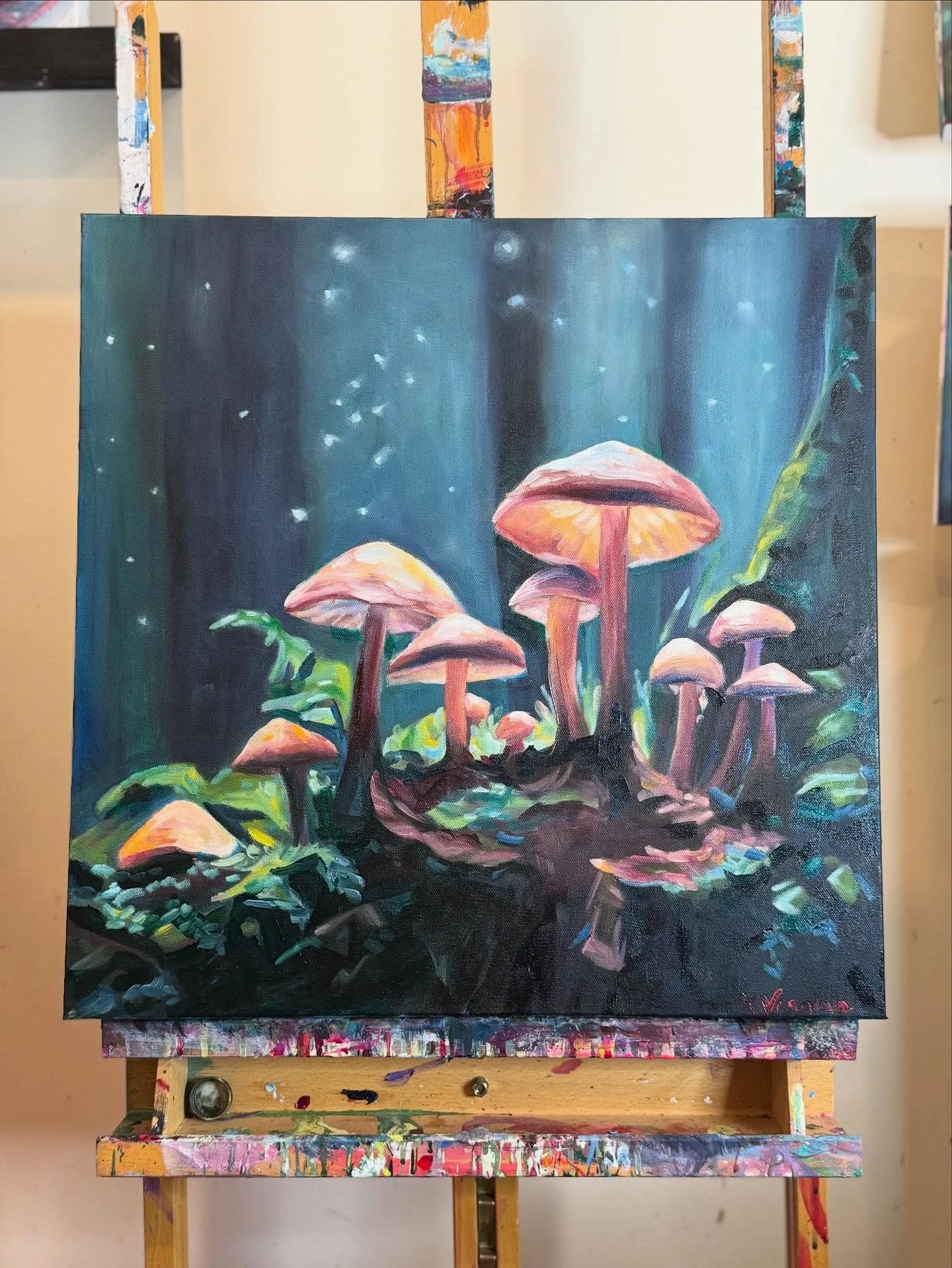 Not your ordinary landscape painting 🤔 

I love this time of the year where my hikes are interwoven with fungi identification 🍄

&ldquo;That fall glow&rdquo;
20 x 20&rdquo; oil on gallery wrapped canvas 

Heading to @northumberlandartsgallery as pa