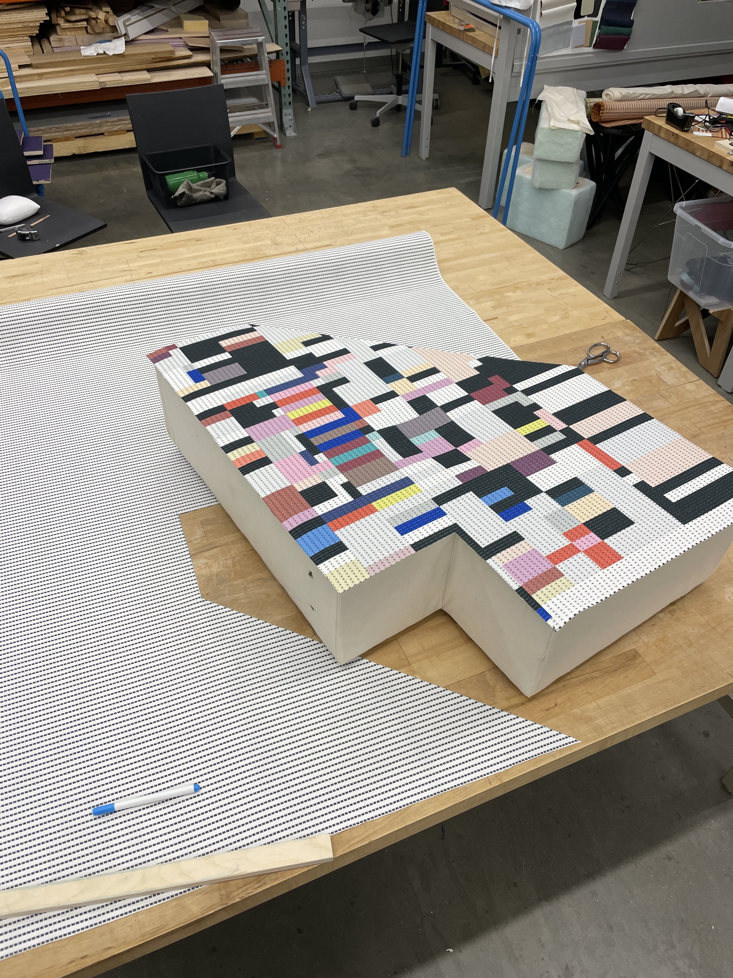 Working on upholstery