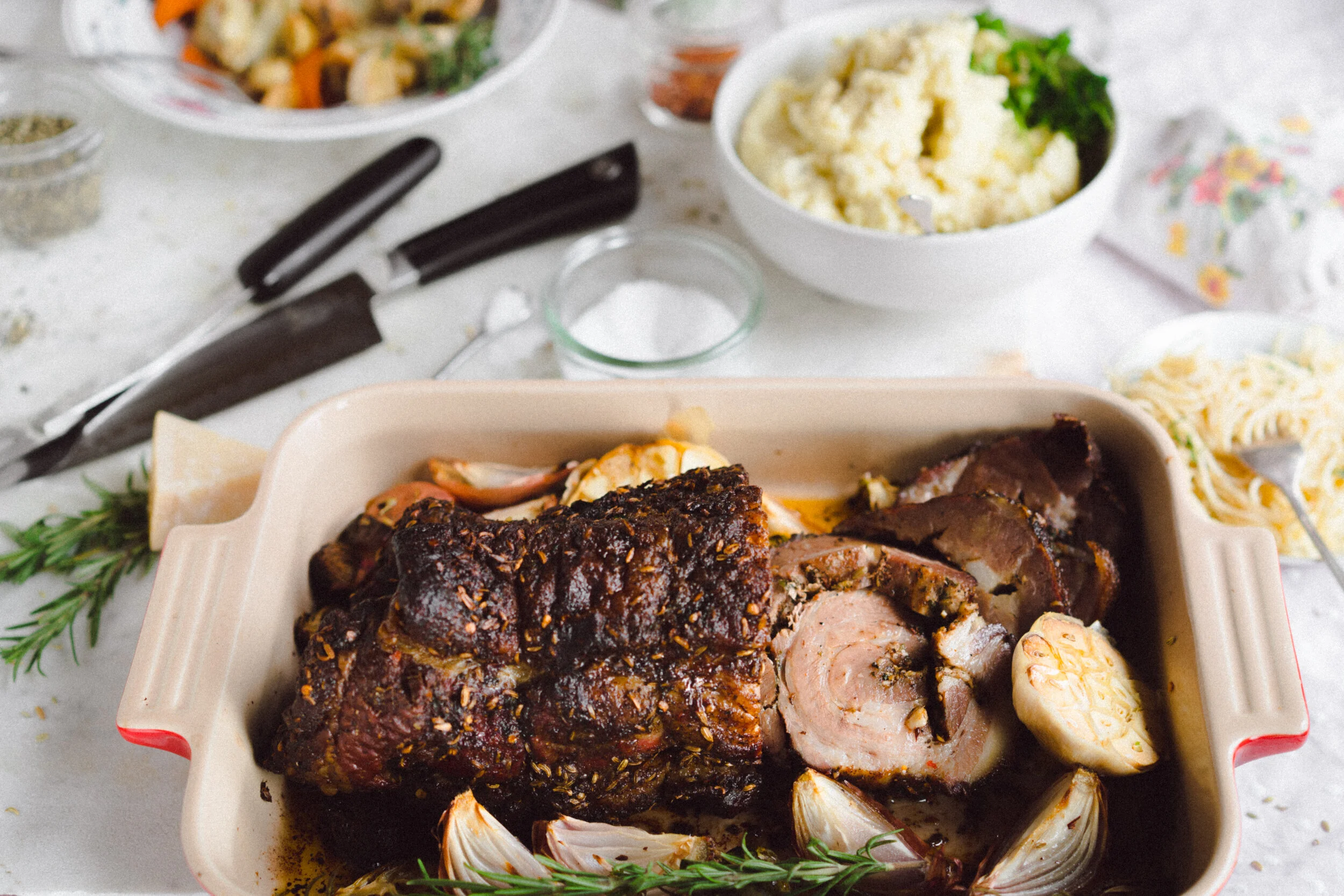 View of Porketta in Roasting Pan (Yum!)
