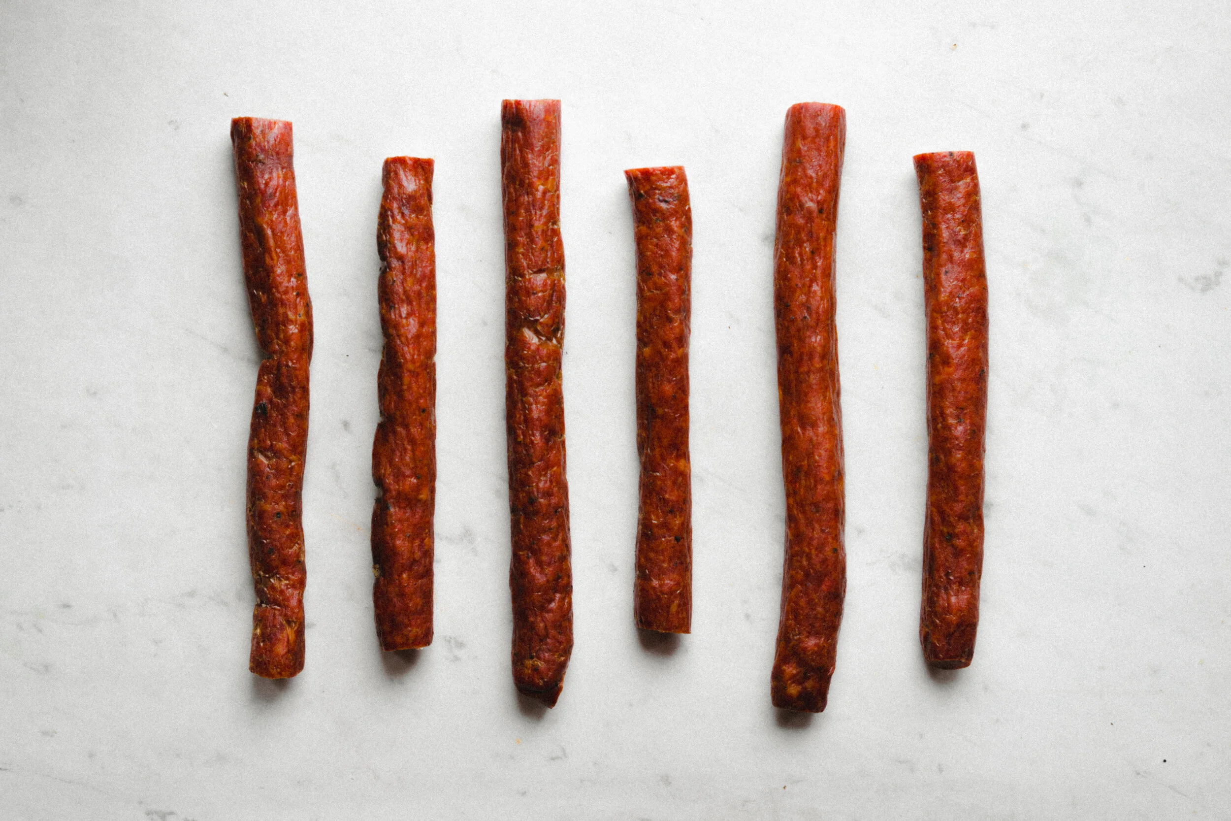 Overhead Picture of Six Savory Snack Sticks