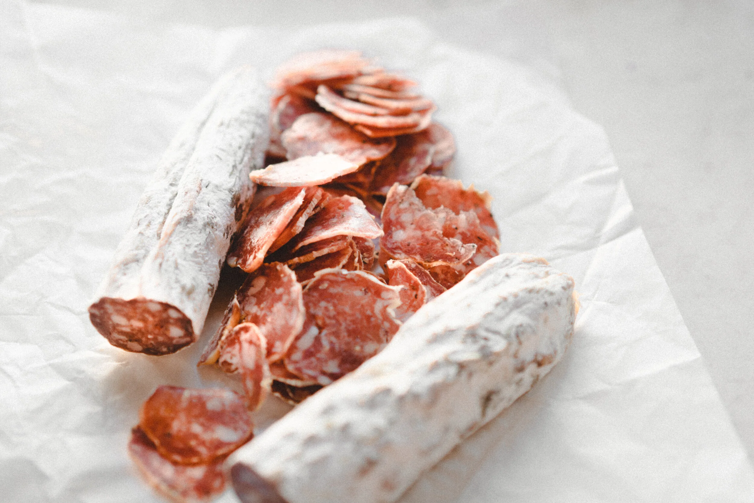 Slices of Salamini with Sticks on the Side for Comparison