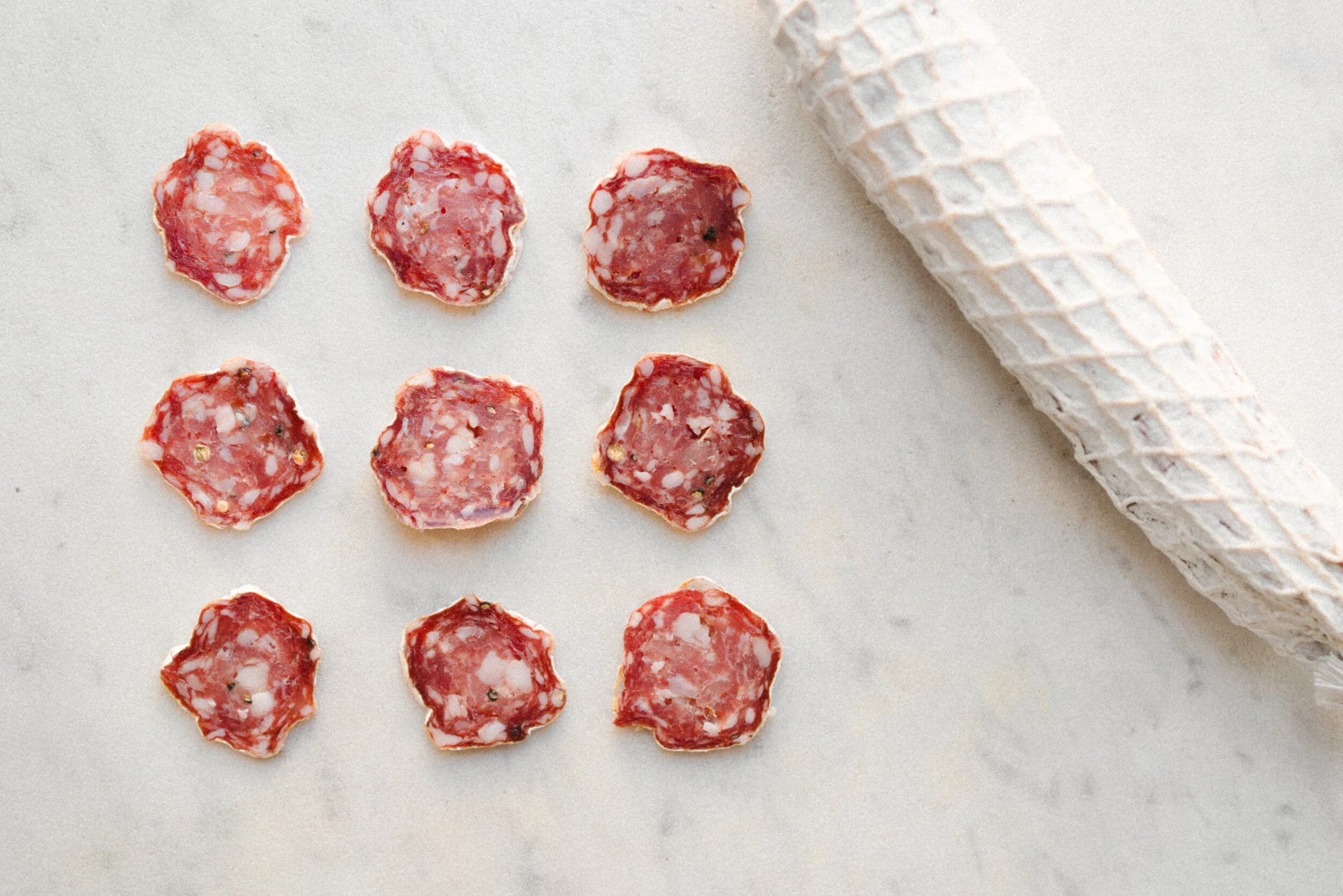 3 x 3 Grid of Saucisson Slices