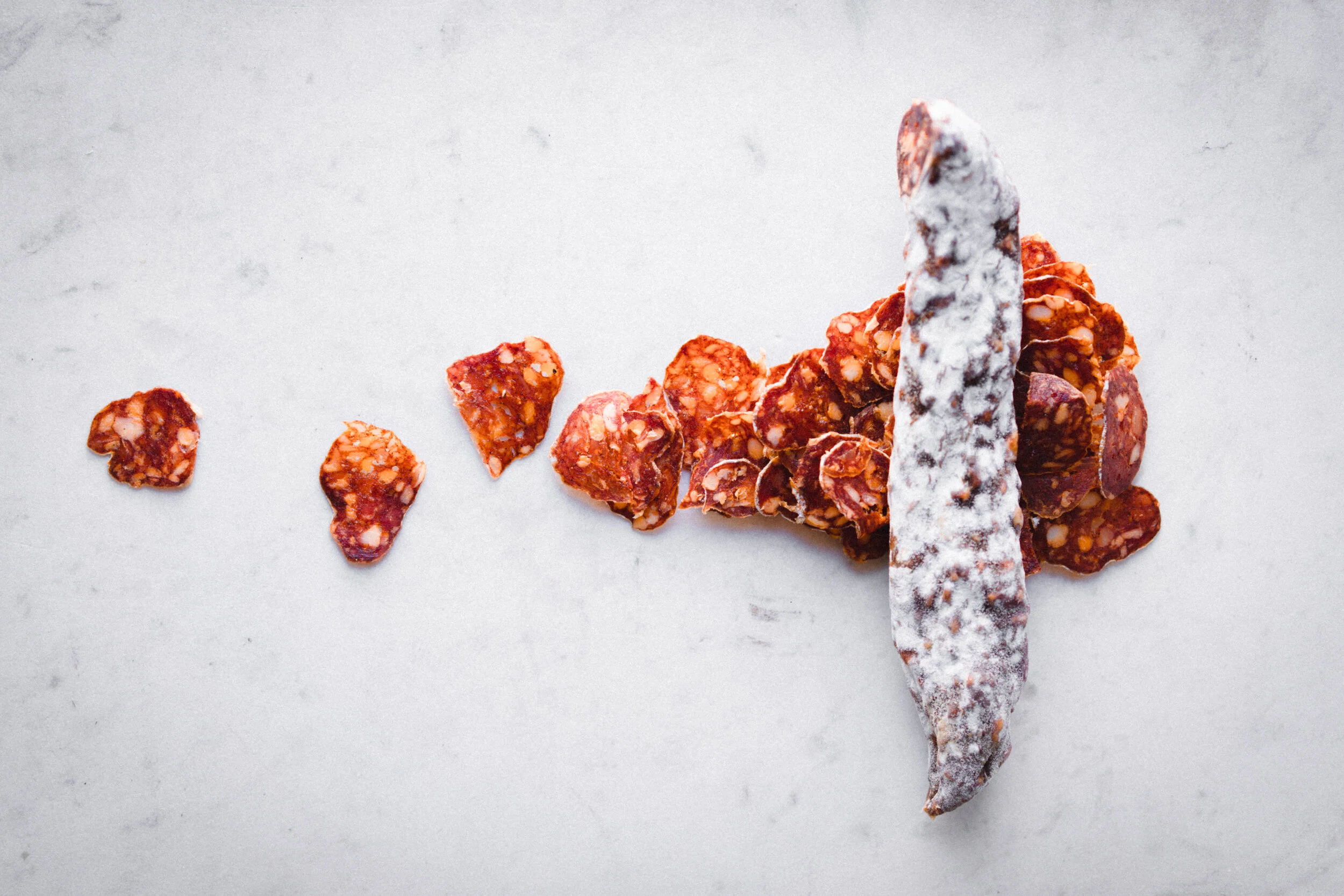 Stick of Chorizo and Slices of Chorizo