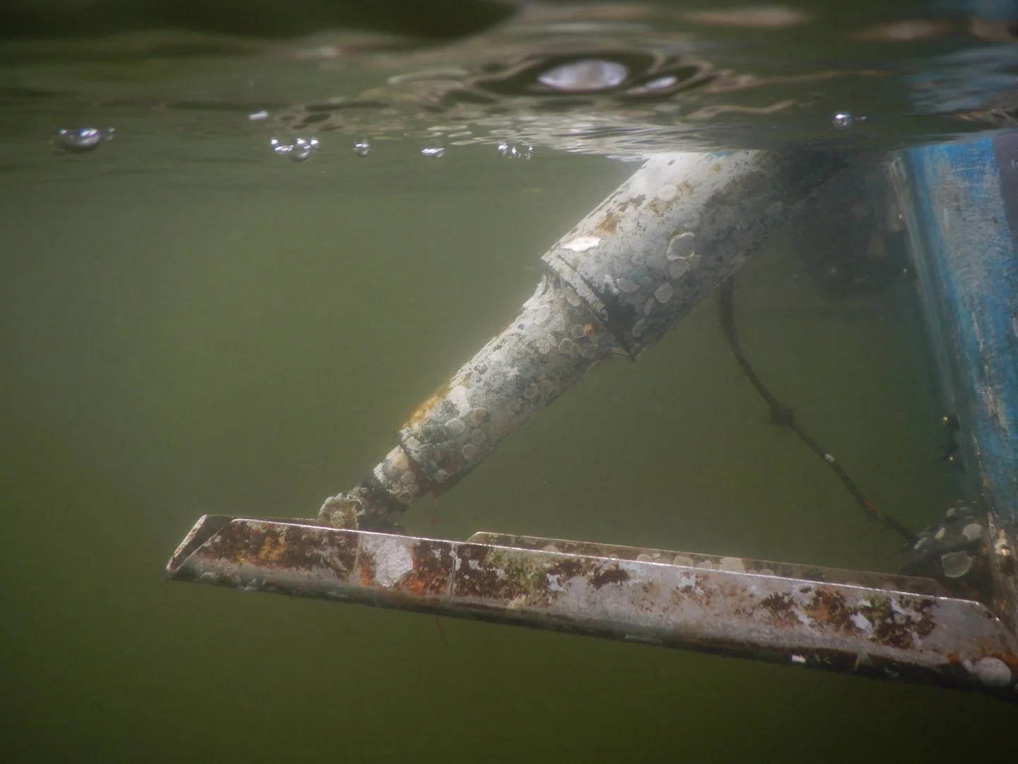 Underwater view of a clean boat trim tab