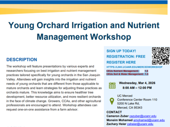 Young Orchard Irrigation and Nutrient Management Workshop - Merced