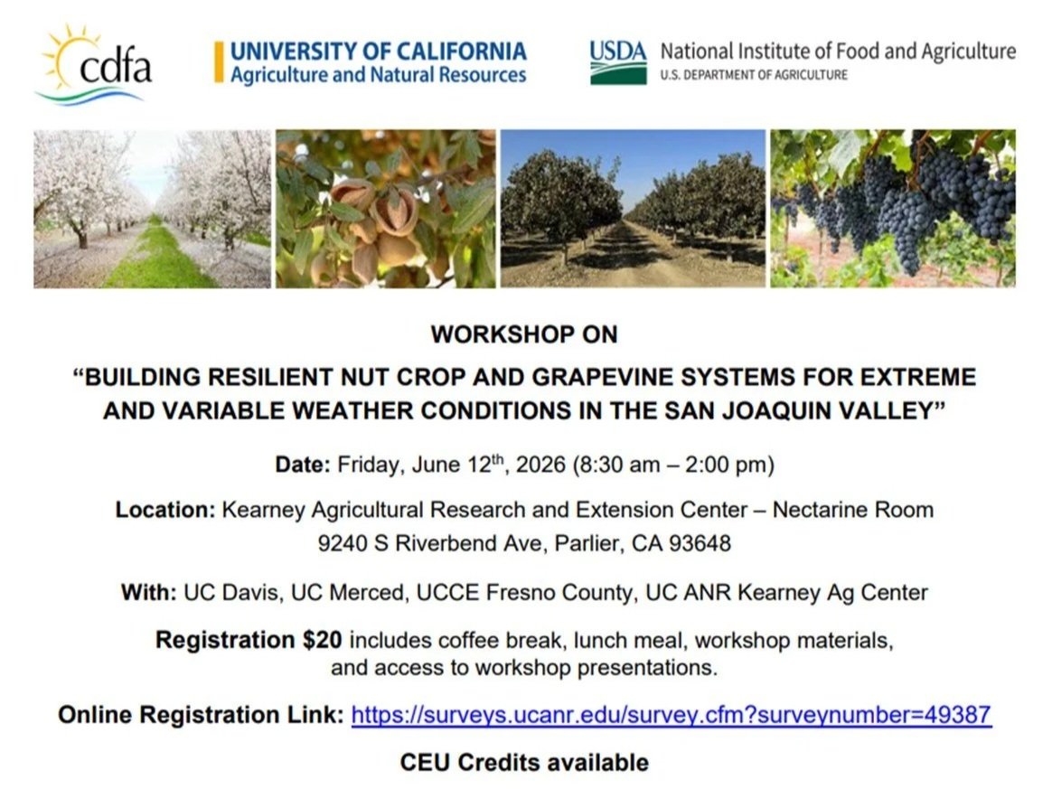 BUILDING RESILIENT NUT CROP AND GRAPEVINE SYSTEMS FOR EXTREME AND VARIABLE WEATHER CONDITIONS IN THE SAN JOAQUIN VALLEY