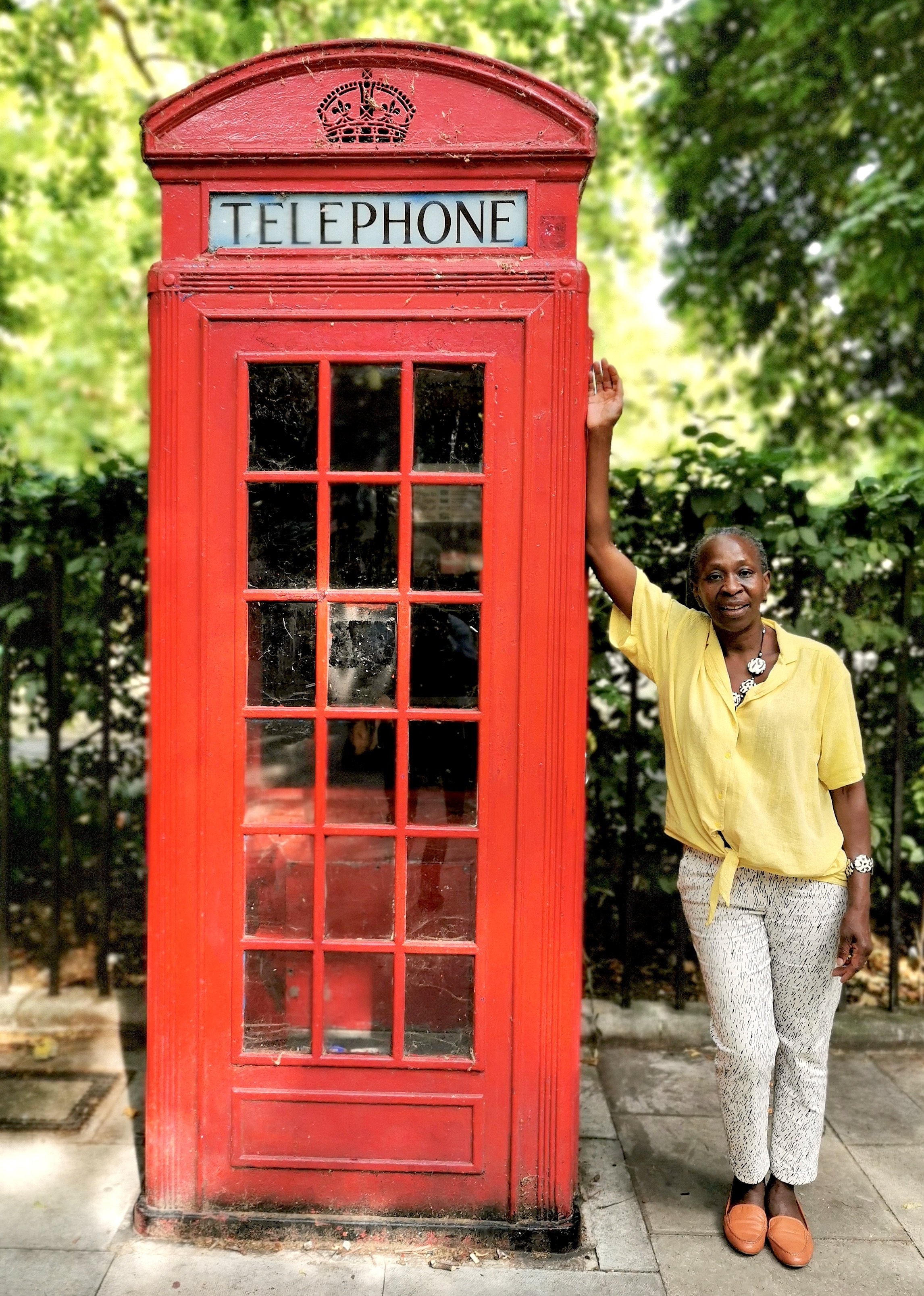 Lorna by K2 box in Russell Square 29 June 2025.jpg