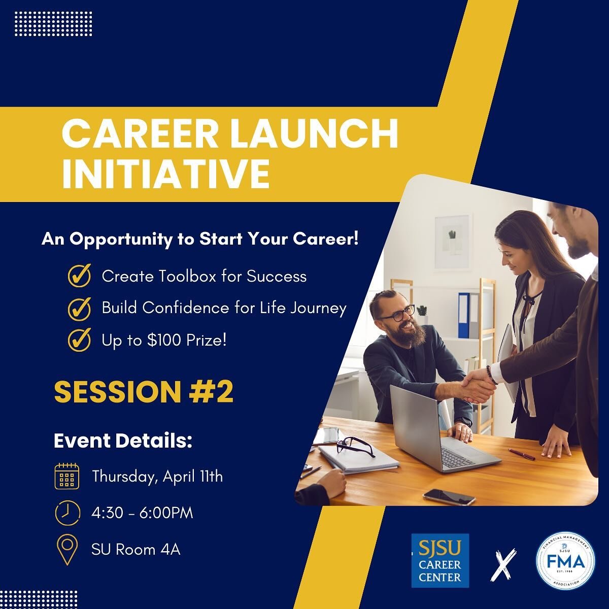 🚀 Save the date! Career Launch Initiative Session #2 is happening in Student Union Room 4A on Thursday, April 11th, from 4:30-6 PM. Elevate your career game with the Career Center and Professor Walters. See you there! 🌐💼 #CareerLaunch #SaveTheDate