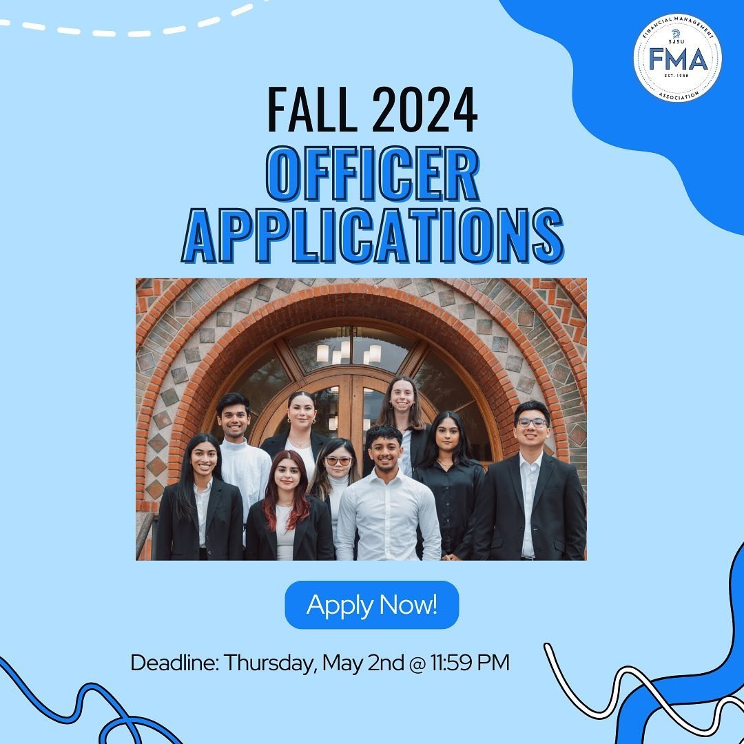 Happy Monday FMAers! Do you see yourself having a greater impact on FMA while also developing your professional and leadership skills? If so, we have officially opened up officer applications for the Fall 2024 semester - and we encourage everyone to 