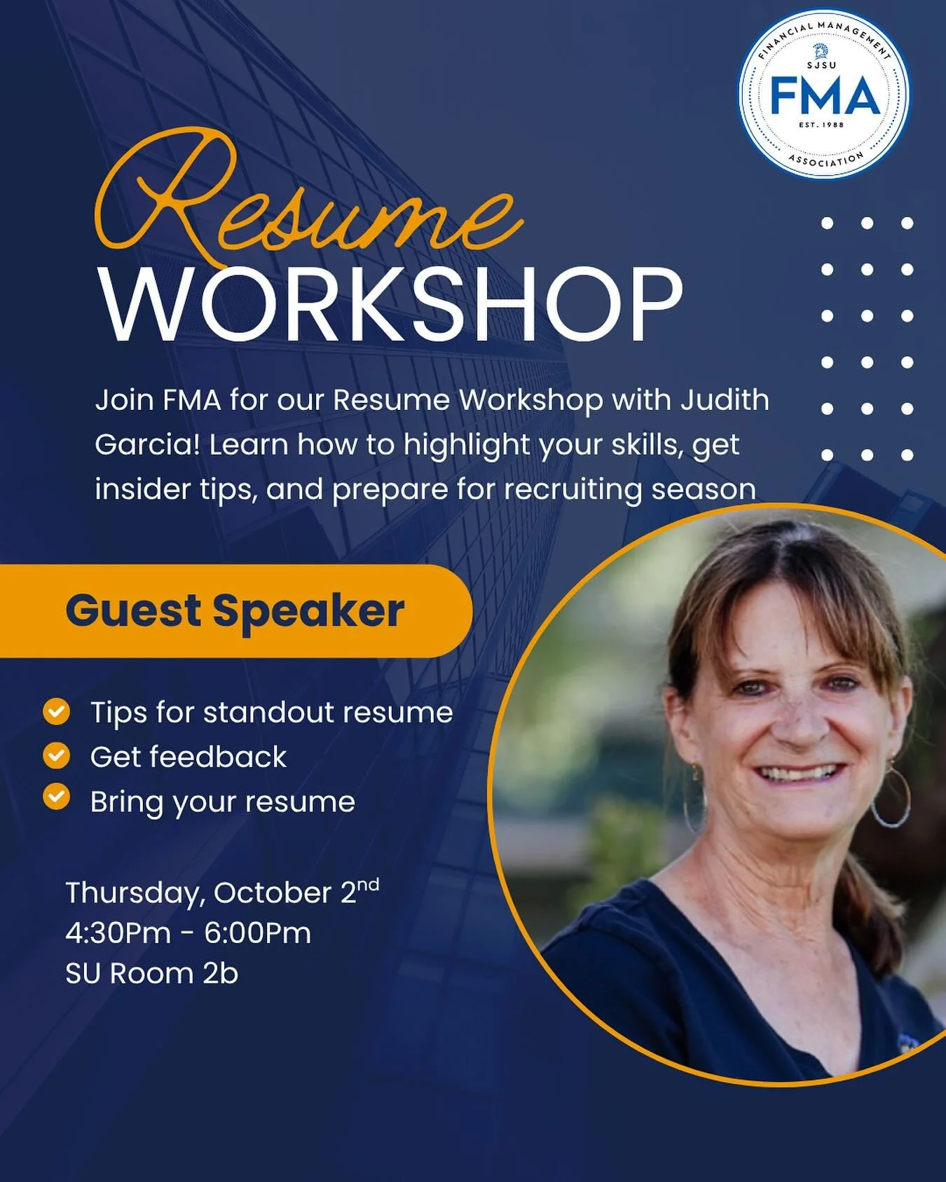 Happy Monday FMAers, we hope you all had an amazing weekend! We&rsquo;re so excited to keep the momentum going with our next ProDev featuring Judith Garcia! As an experienced professional, Judith will be sharing insider tips on how to craft a standou