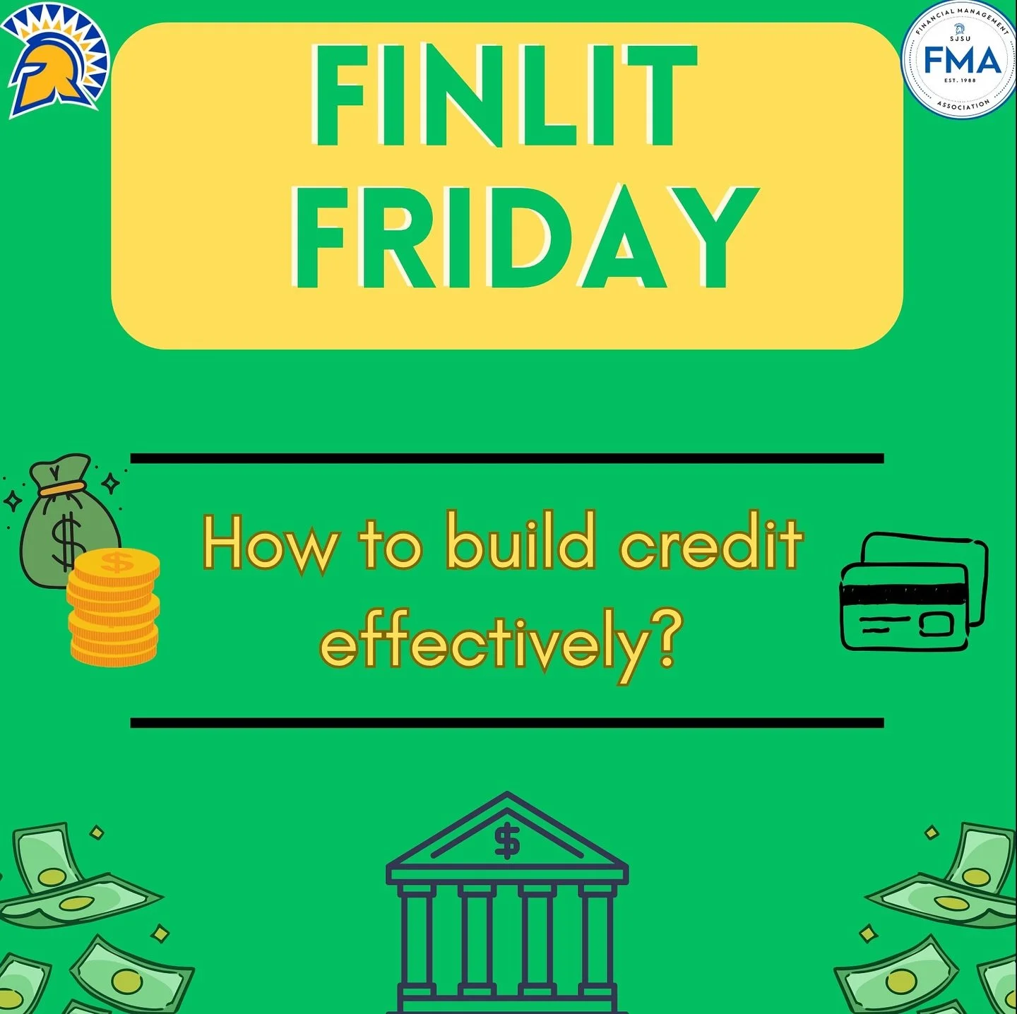 Hey FMAers! For this week&rsquo;s FinLit Friday we have tips on how to build your credit effectively. Swipe through to learn more about the components that contribute to your credit score and how to build responsible habits.