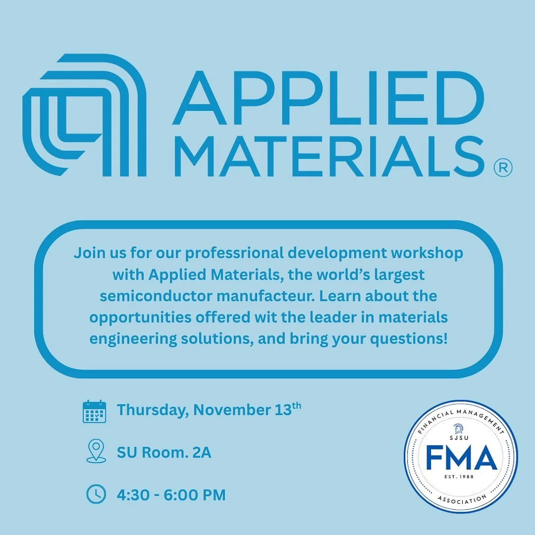 Happy Monday FMAers! Join us for our next Prodev workshop with Applied Materials, the world&rsquo;s largest semiconductor manufacturer! Come learn about the career opportunities offered by this global leader in materials engineering solutions, and do