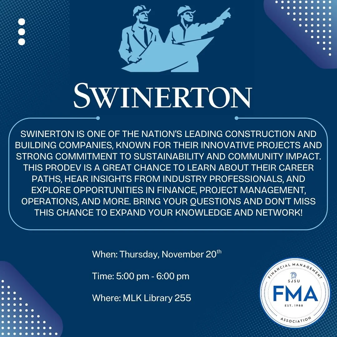 Happy Monday FMAers!  This week&rsquo;s ProDev is with Swinerton, and you won&rsquo;t want to miss it! Join us to hear about their career paths, company culture, and tips for your professional growth! Whether you&rsquo;re exploring career options or 