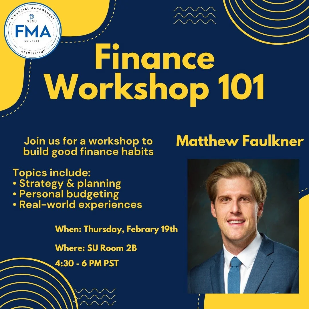Happy Monday FMA&rsquo;ers! 🌟 Ready to level up your financial skills? Join us for Finance Workshop 101 with Professor Faulkner. Whether you&rsquo;re just starting out or looking to sharpen your money management skills, this workshop is for you.