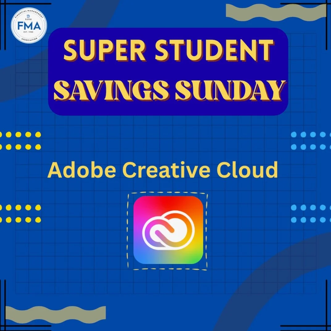 Hey FMAers! We are back with our Super Student Savings Sunday series! This week we have free tools available to all SJSU students from Adobe&rsquo;s Creative Cloud. From Lightroom to Firefly, take advantage of the tools available to you whether it is