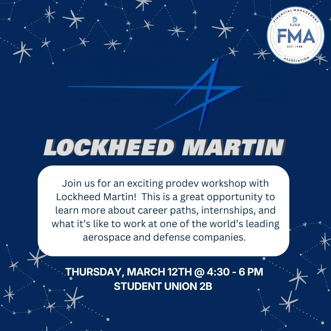 Happy Monday FMAers! 🚀 Join us for an exciting FMA Professional Development event with Lockheed Martin, a global leader in aerospace, defense, and advanced technology. Learn about the company&rsquo;s impact around the world while hearing from profes
