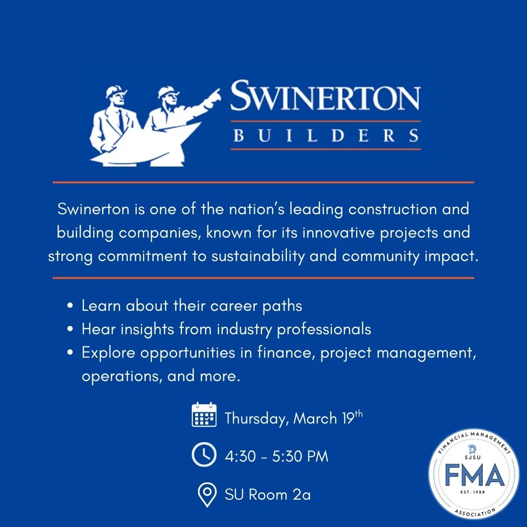 Happy Monday FMA&rsquo;ers! We&rsquo;re excited to welcome Swinerton for an upcoming event focused on the financial and business side of the construction industry. Come learn about how finance, budgeting, and strategic decision-making play a key role