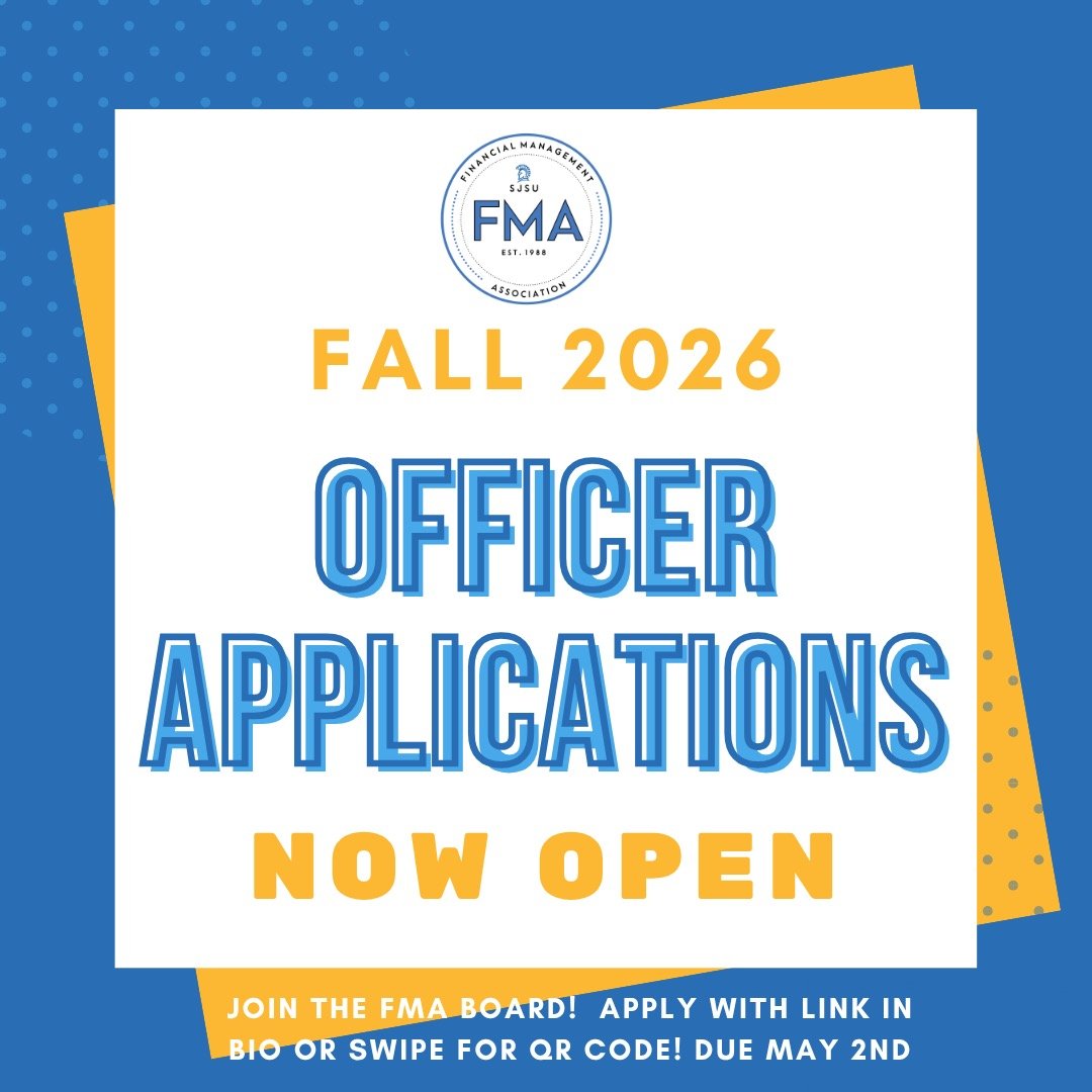 Hey FMAers! Our officer applications are now open for Fall 2026! Join the team that contributes to FMA&rsquo;s success by applying through the link in our bio or the QR code on the last slide. Applications are due May 2nd and make sure to follow the 