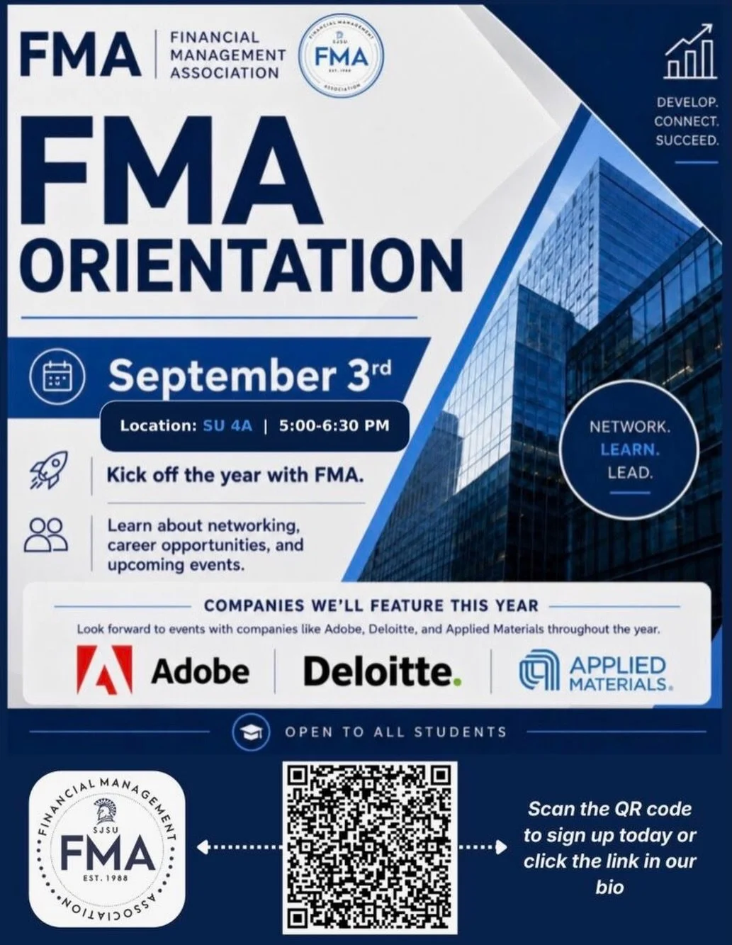 Hey FMAers! We hope you are excited for FMA&rsquo;s fall orientation just as much as we are! Our fall orientation will be on September 3rd, and you&rsquo;ll be able to learn more about FMA&rsquo;s events throughout the semester, how to become a membe