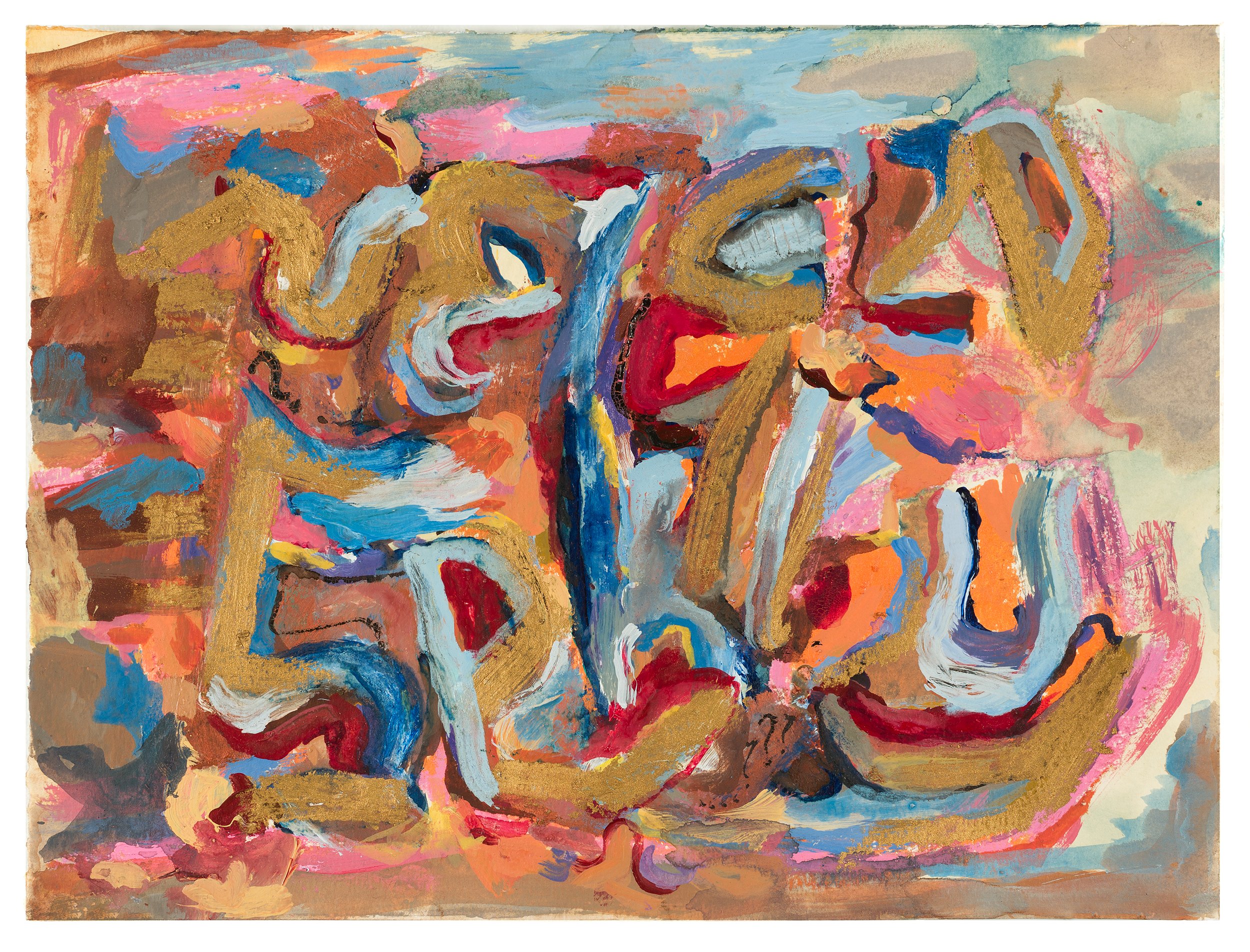 A picture containing birthday, gouache, watercolor, acrylic, oil stick on paper, alt-text generated title, 10 x 13 inches