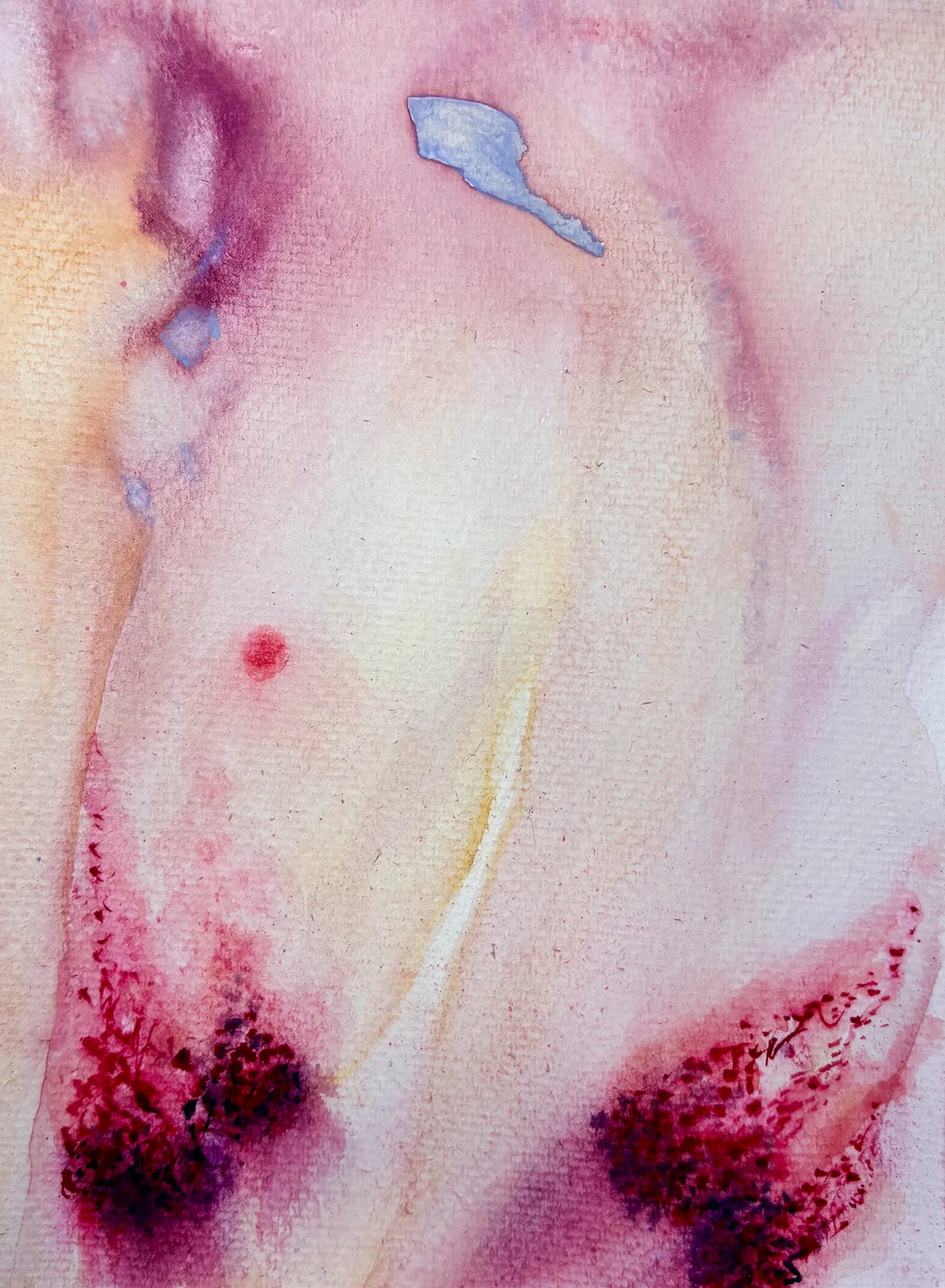 14, gouache, pastel, and acrylic on watercolor paper, mounted on wood, 7.5 x 5.5 inches