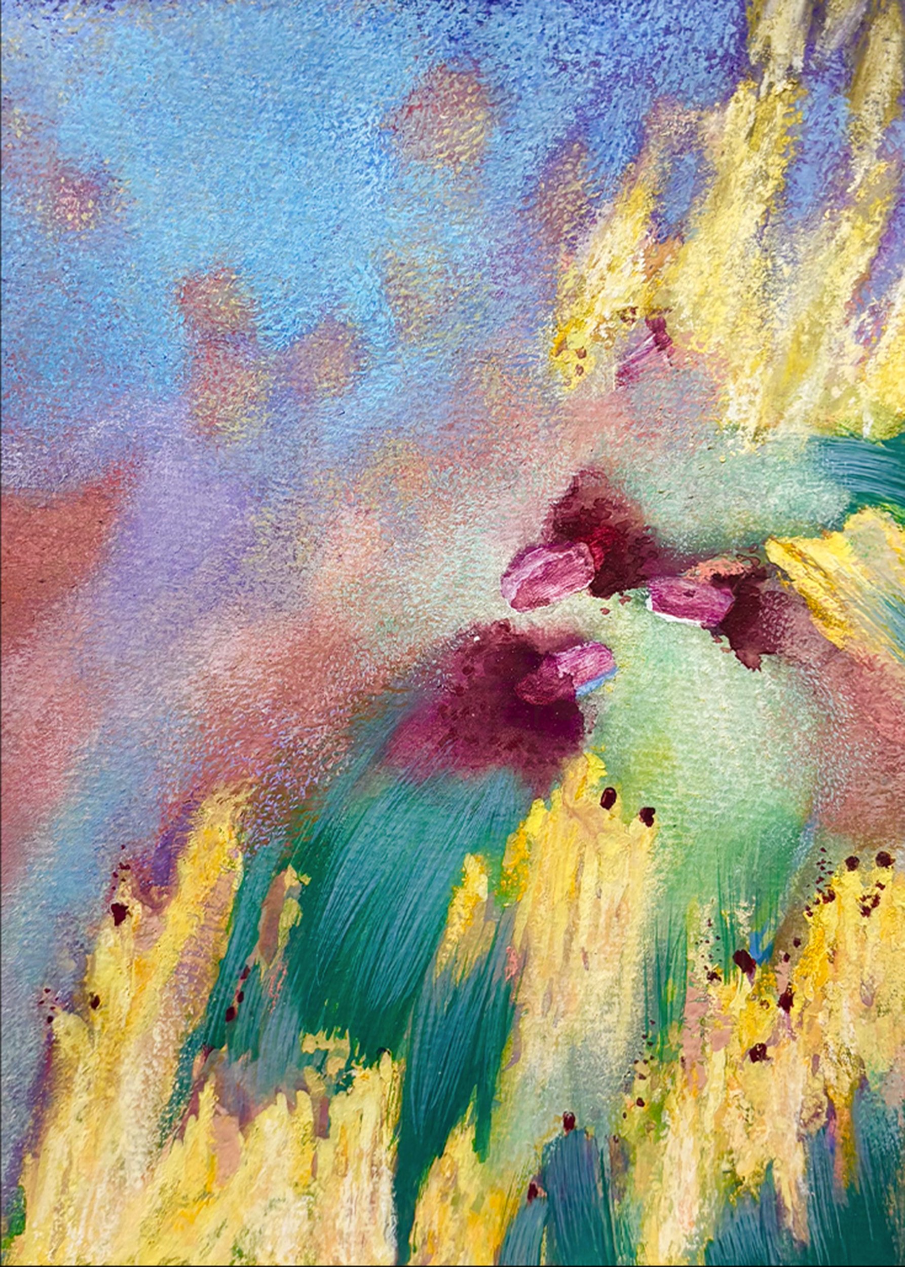 8, gouache, pastel, and acrylic on watercolor paper, mounted on wood, 7.5 x 5.5 inches