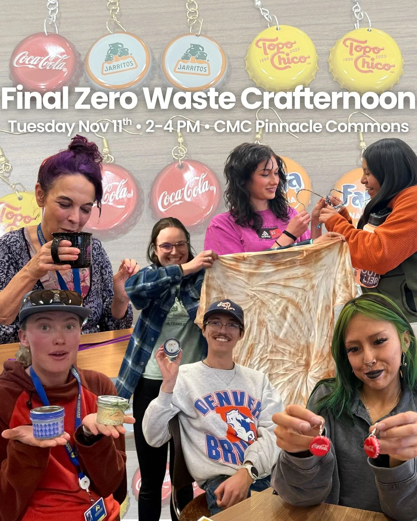 Don&rsquo;t miss the final Zero Waste crafting session of the year!! Happening tomorrow from 2-4 pm at CMC Pinnacle Commons. We&rsquo;ll be making a bottle cap mural and sharing snacks, laughs, and creative ideas for sustainable fun. Free and open to