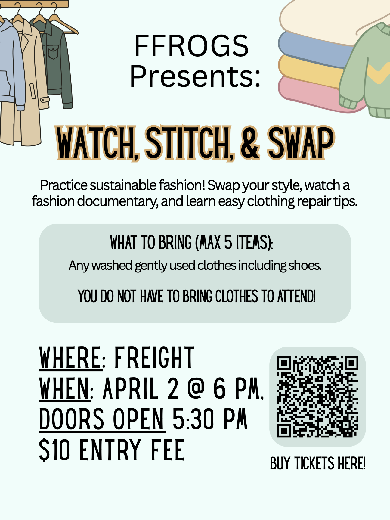 Watch, Stitch, and Swap: FFROGS Fundraiser